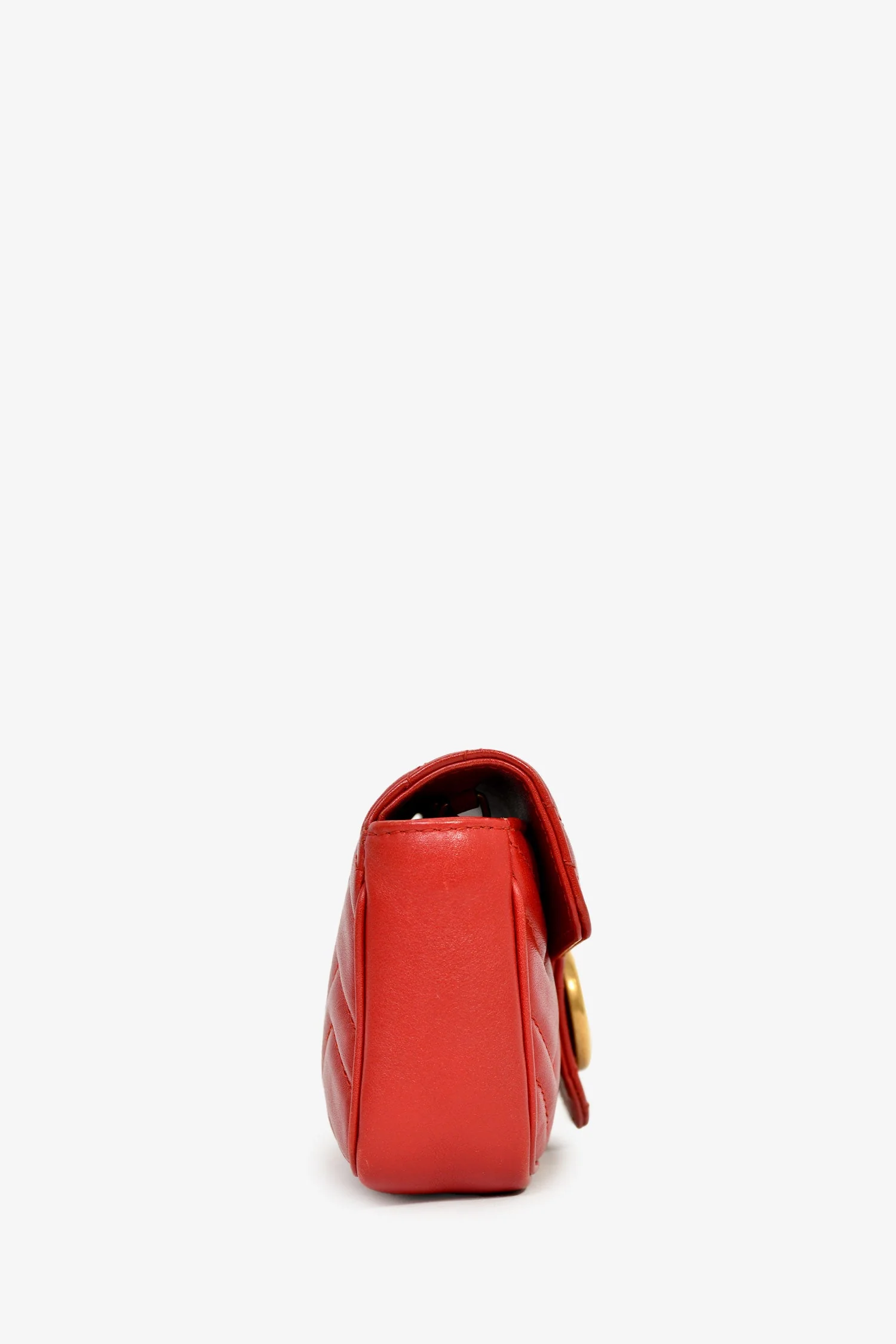 Gucci Red Chevron Quilted Leather Marmont Crossbody - Image 3
