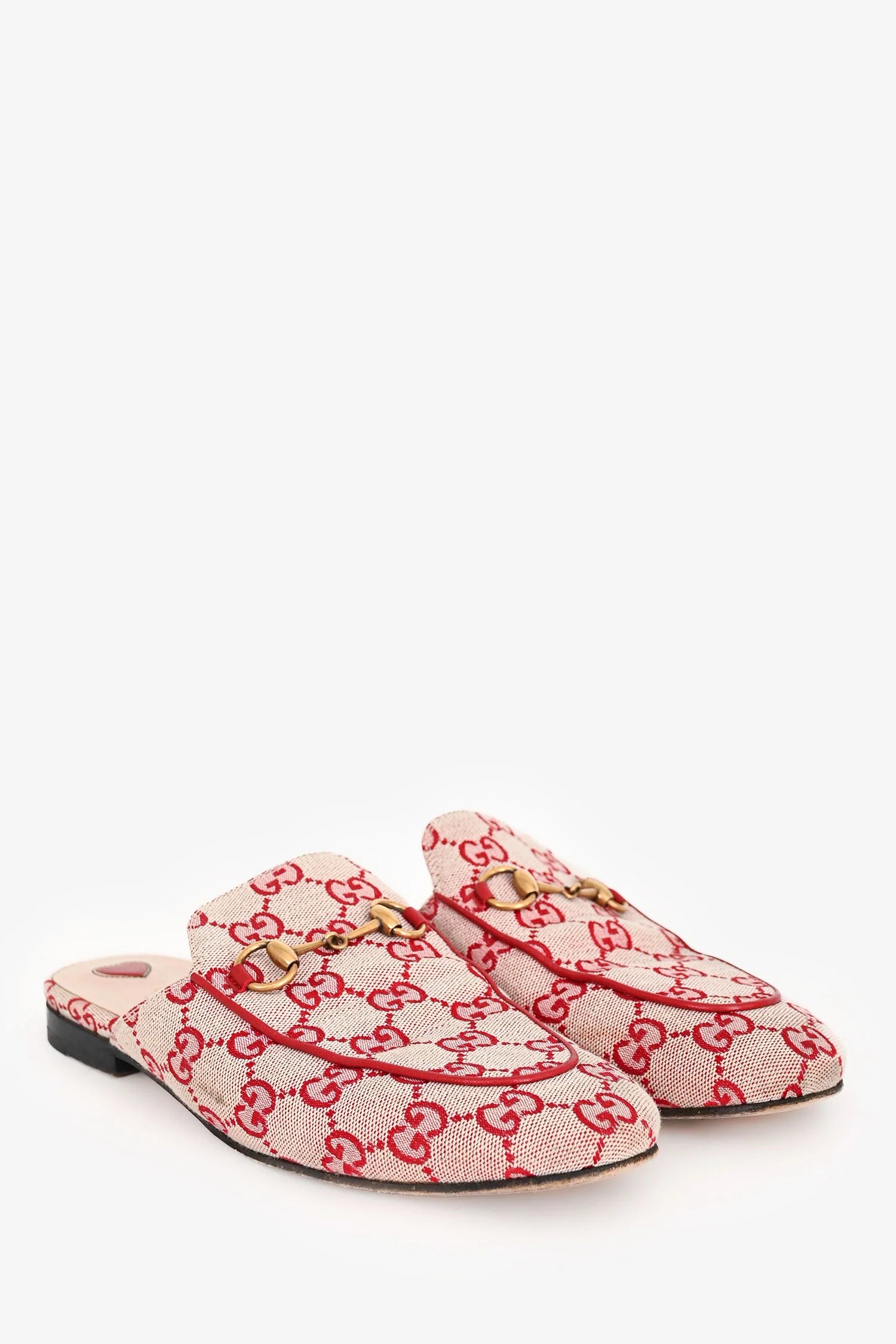 Gucci Red GG Logo Horsebit Princetown Slip-On Loafers Size 38 - Image 2