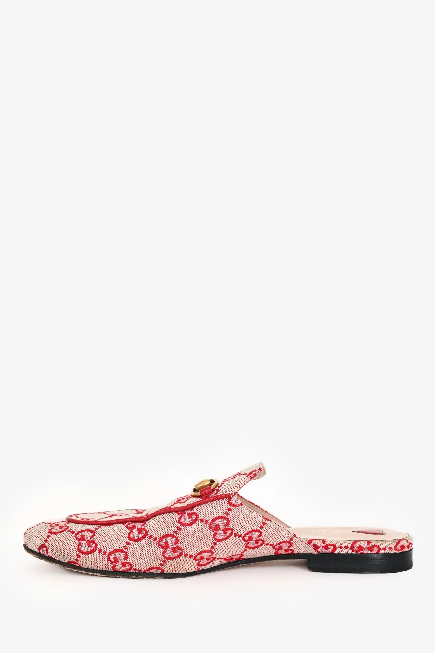 Gucci Red GG Logo Horsebit Princetown Slip-On Loafers Size 38 - Image 4