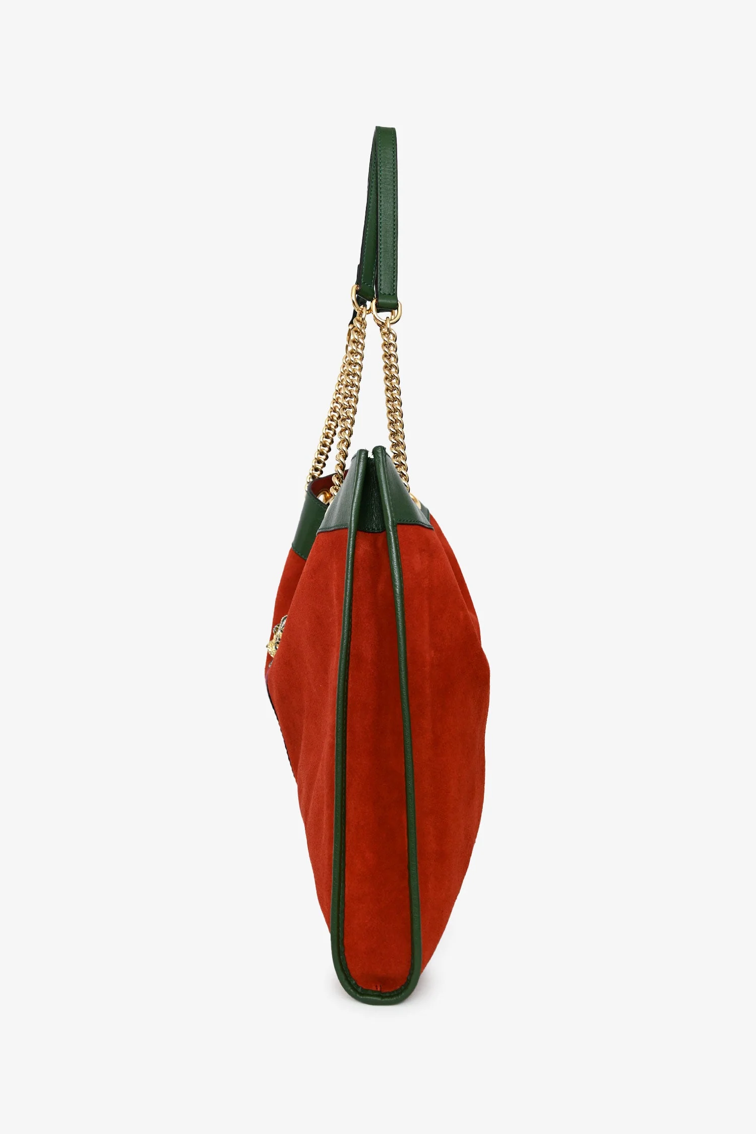Gucci Red/Green Suede/Leather Rajah Tote Bag - Image 4