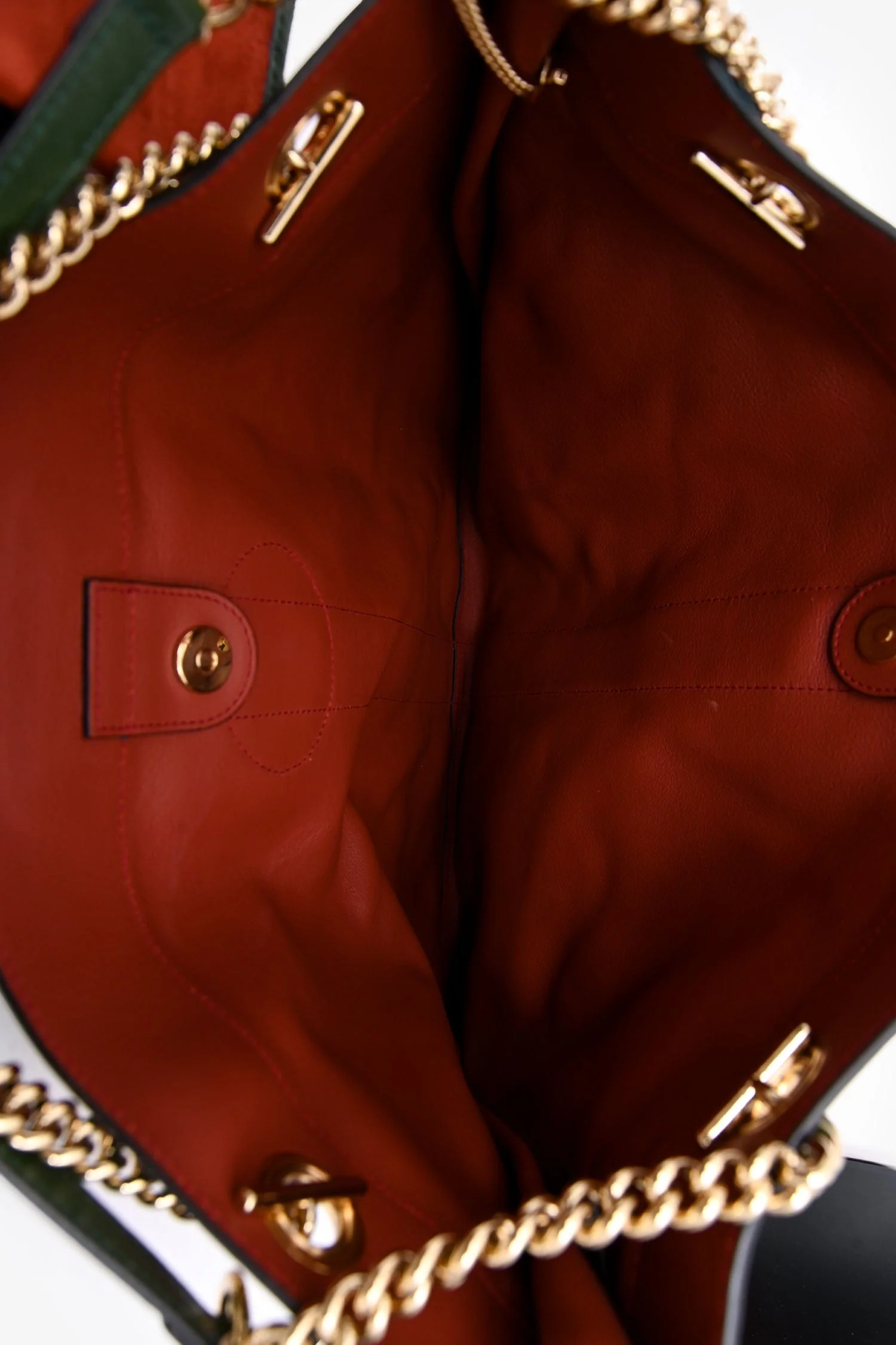 Gucci Red/Green Suede/Leather Rajah Tote Bag - Image 6