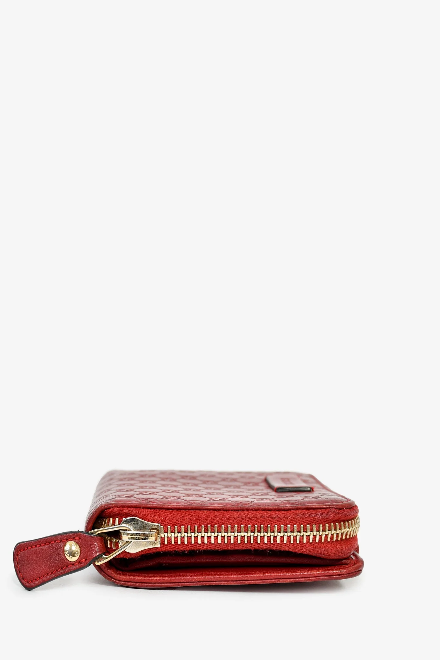 Gucci Red Guccissima Embossed Leather Compact Wallet - Image 3