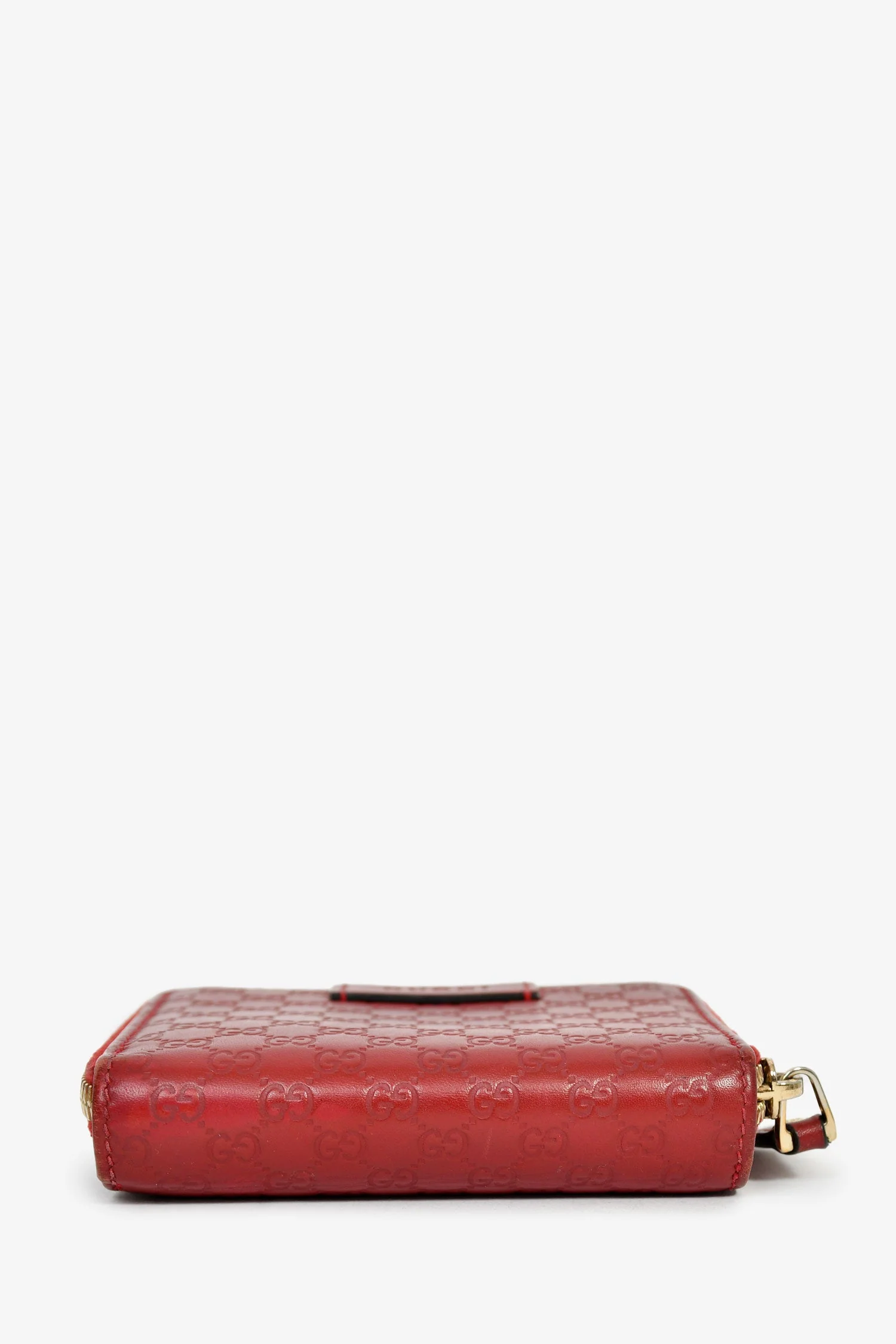 Gucci Red Guccissima Embossed Leather Compact Wallet - Image 5