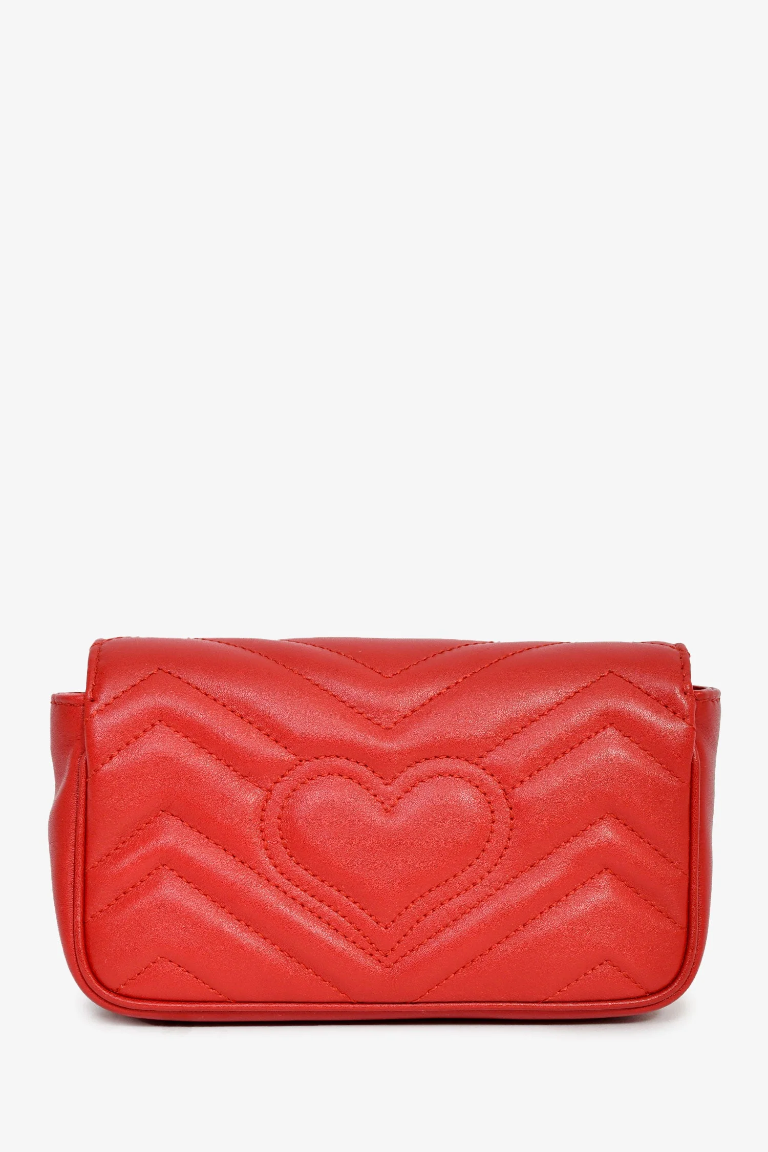 Gucci Red Leather GG Marmont Super Mini Crossbody Bag - Image 2