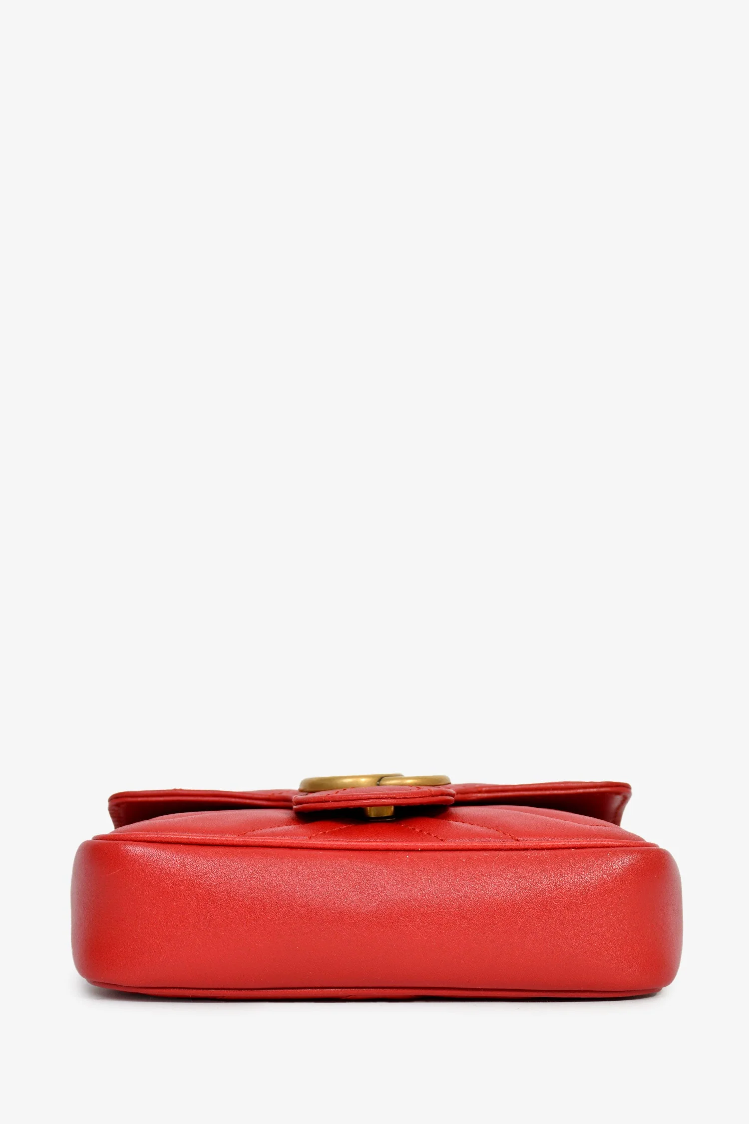 Gucci Red Leather GG Marmont Super Mini Crossbody Bag - Image 5
