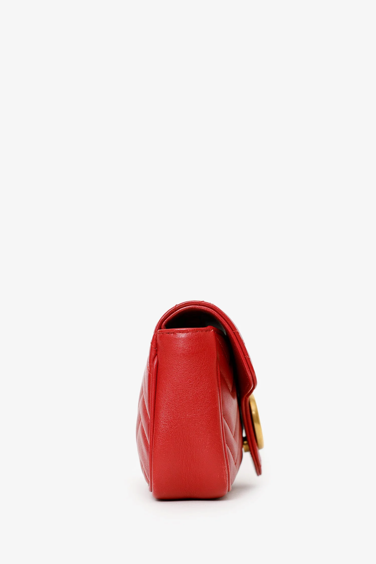 Gucci Red Leather GG Marmont Super Mini Crossbody Bag - Image 2