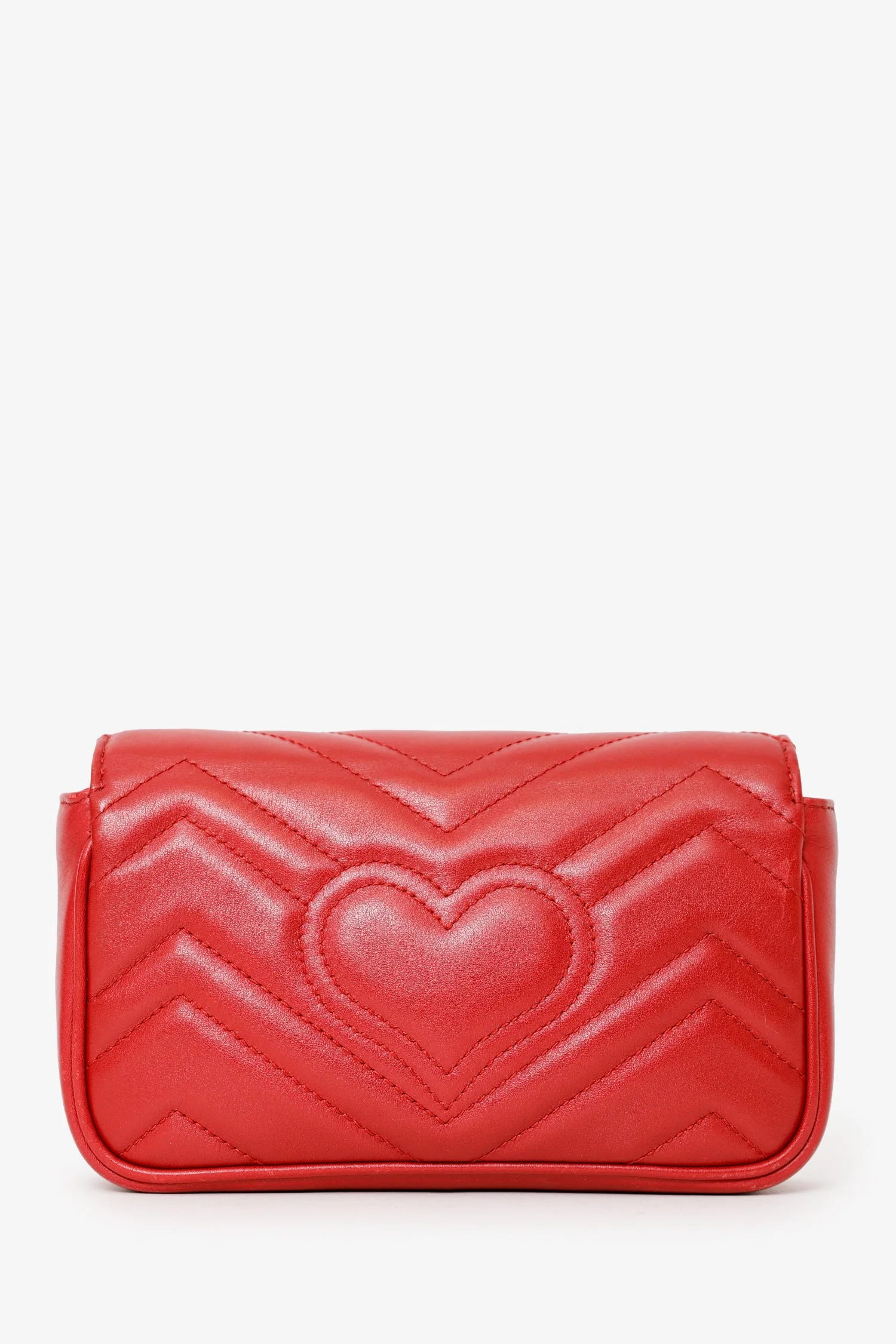 Gucci Red Leather GG Marmont Super Mini Crossbody Bag - Image 3
