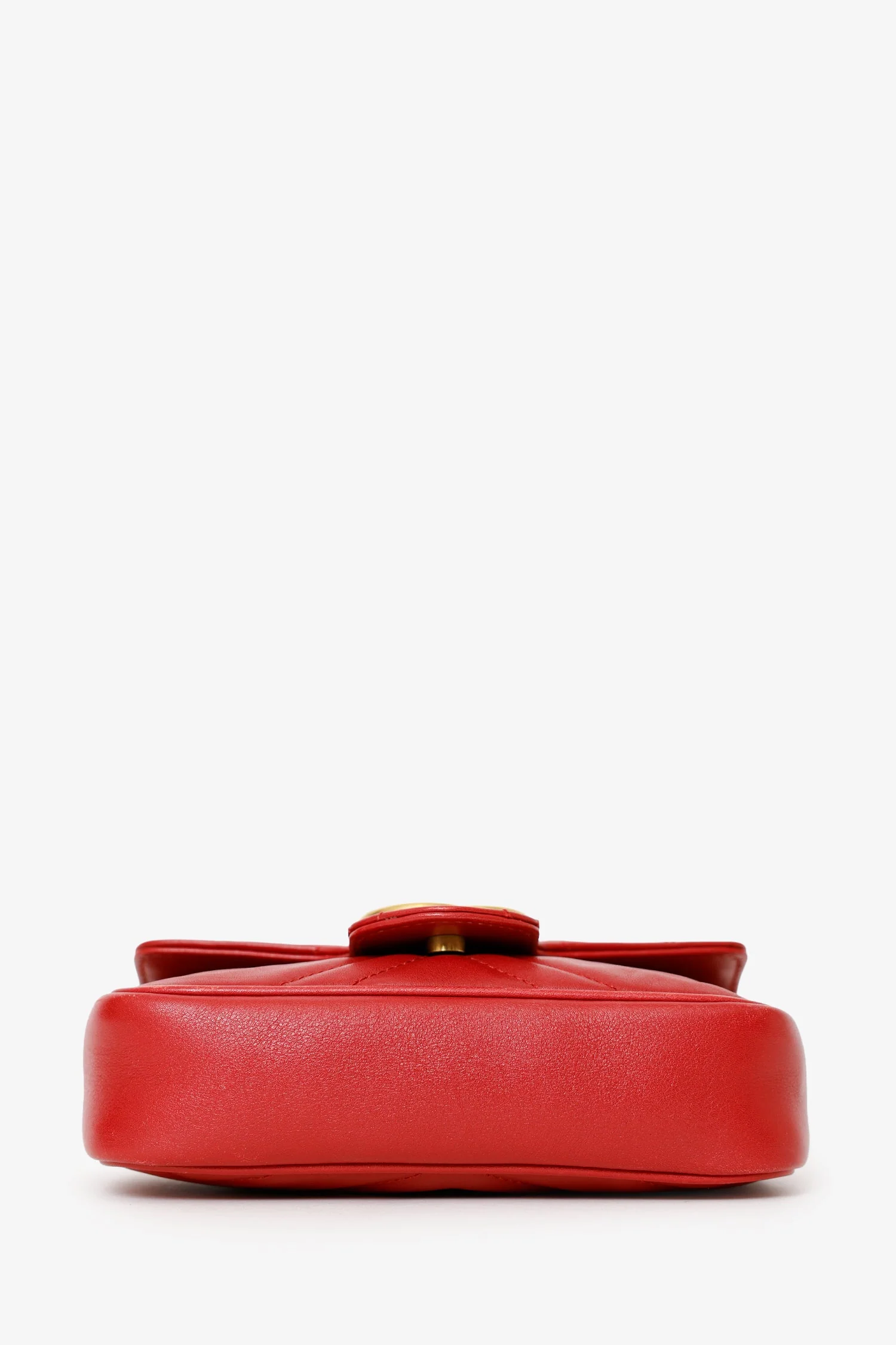 Gucci Red Leather GG Marmont Super Mini Crossbody Bag - Image 5