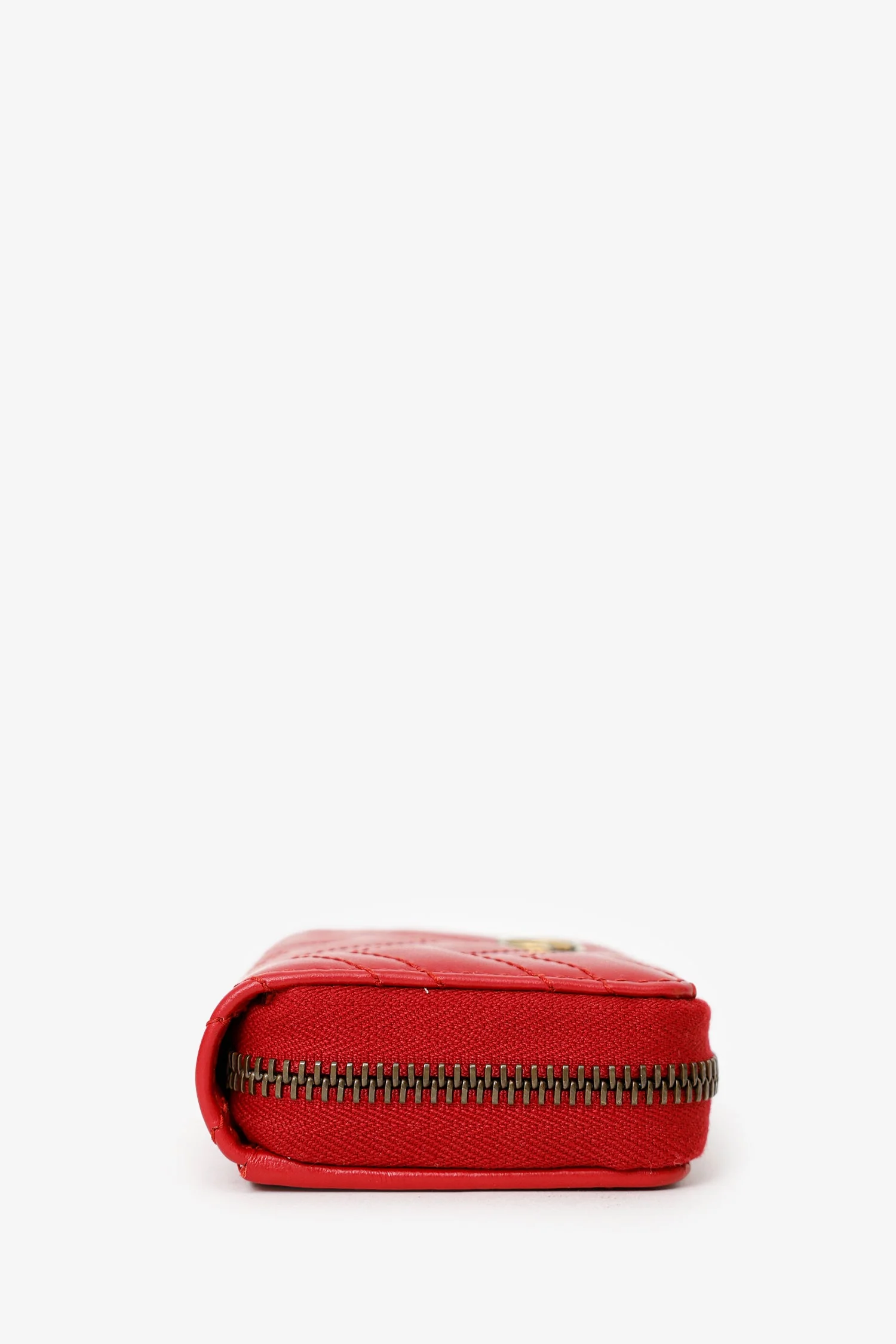 Gucci Red Leather GG Marmont Zippy Wallet - Image 3
