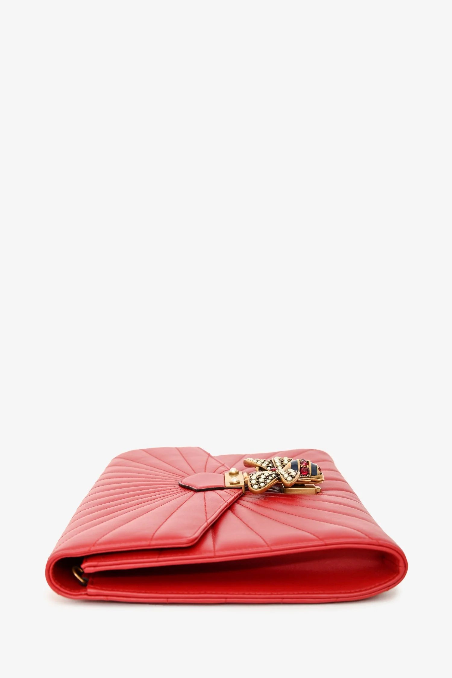 Gucci Red Leather Quilted Queen Margaret Clutch - Image 3