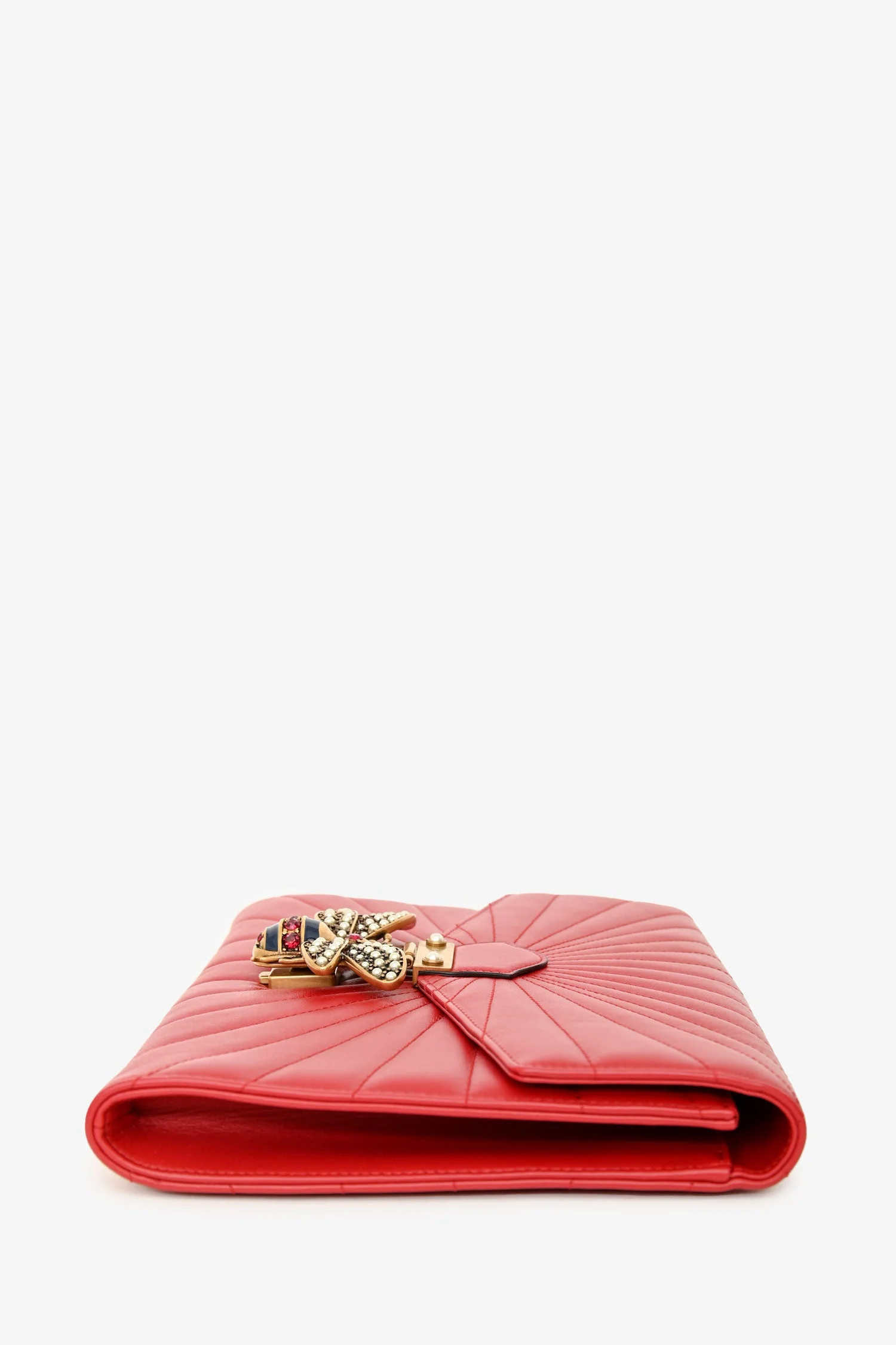 Gucci Red Leather Quilted Queen Margaret Clutch - Image 4