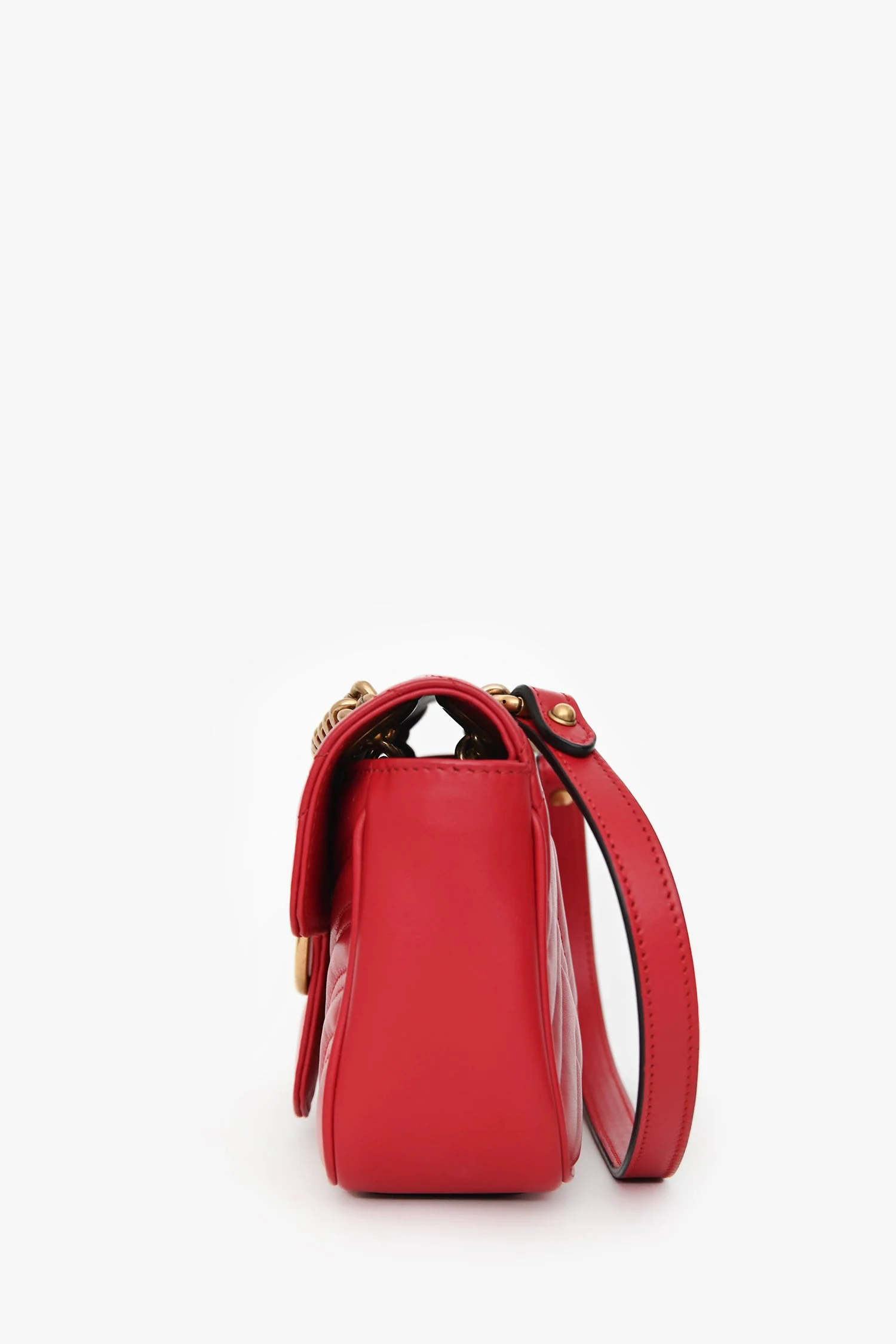 Gucci Red Leather Small GG Marmont Shoulder Bag - Image 2