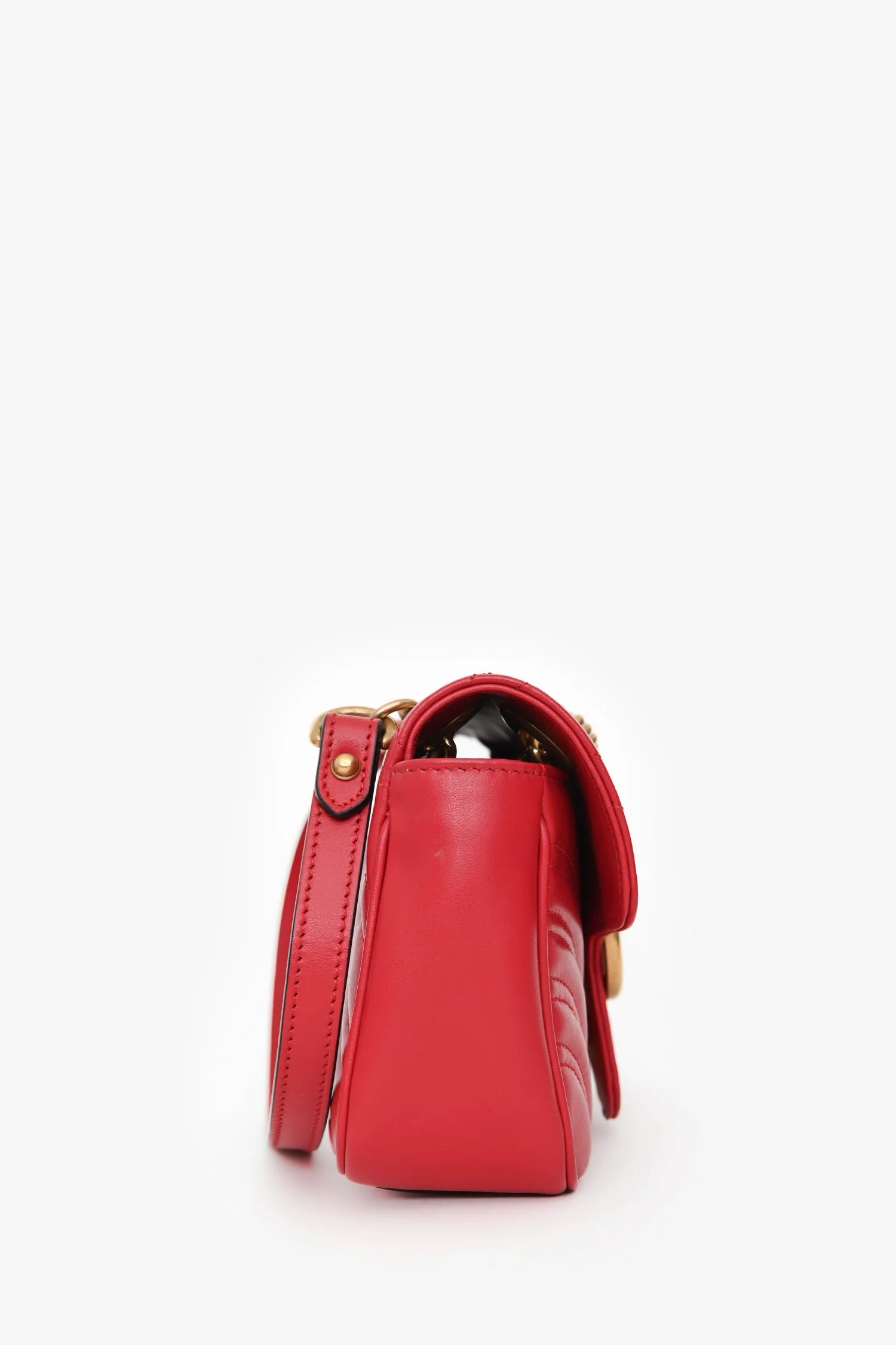Gucci Red Leather Small GG Marmont Shoulder Bag - Image 3