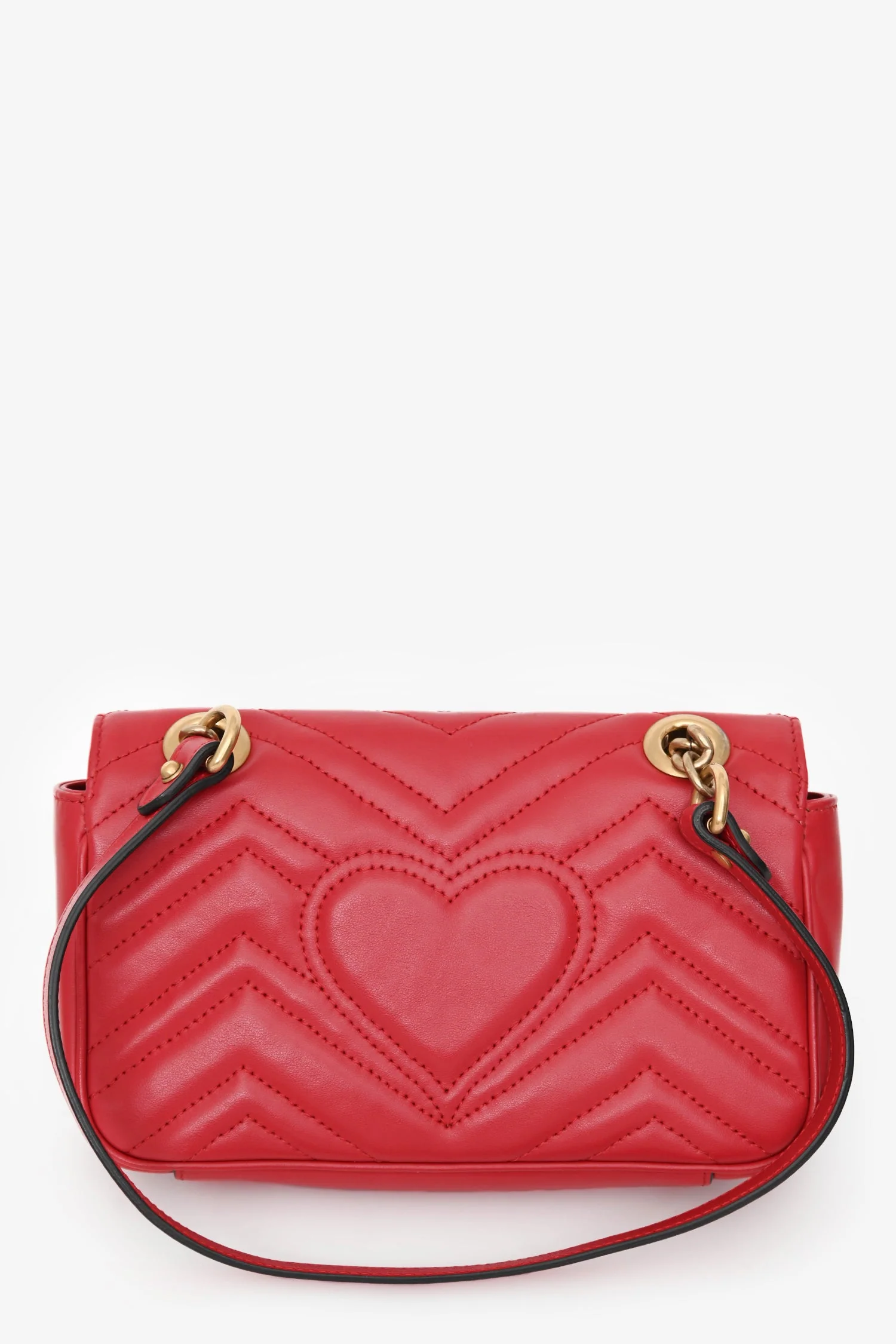 Gucci Red Leather Small GG Marmont Shoulder Bag - Image 5