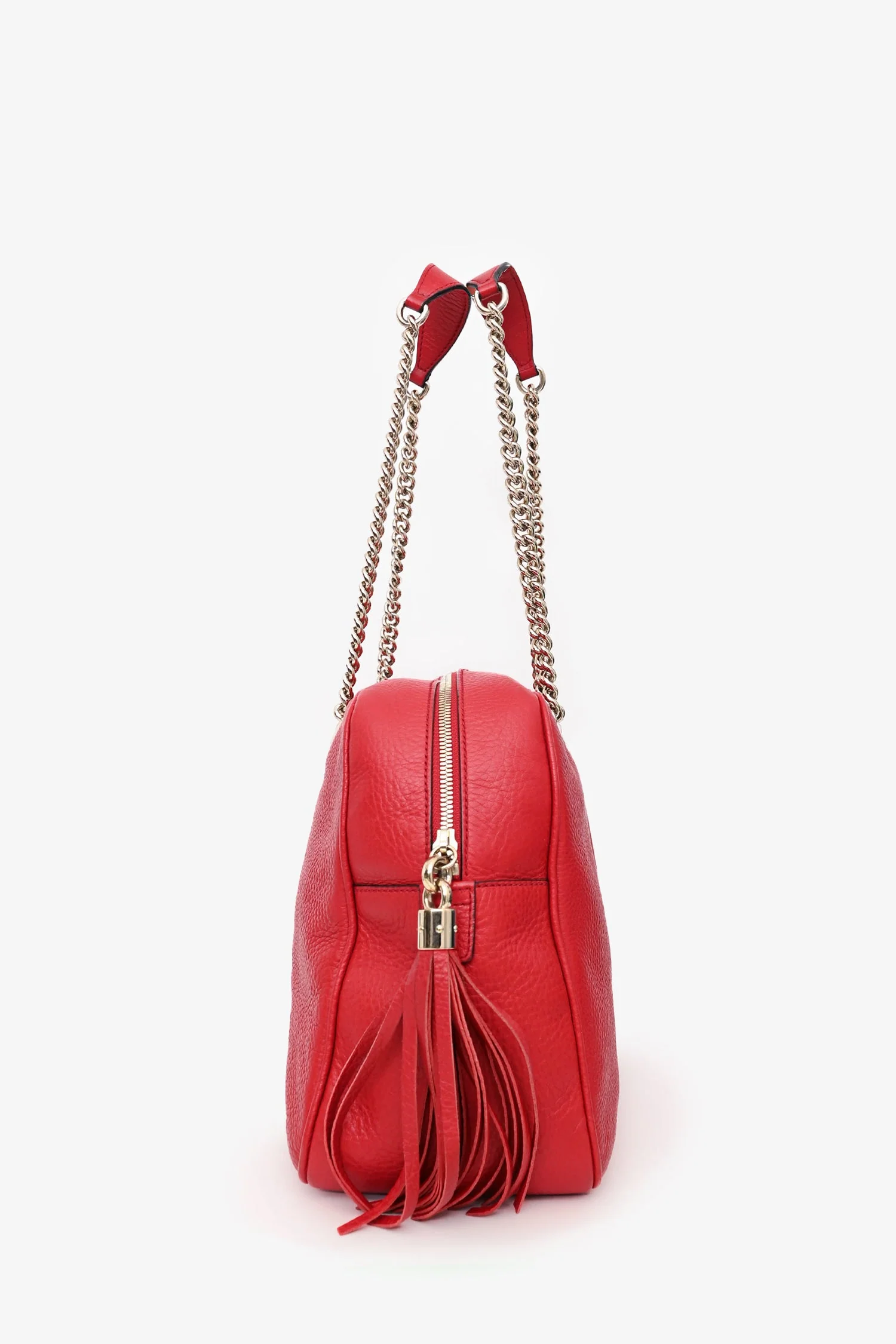 Gucci Red Leather Soho Chain Shoulder Bag - Image 3