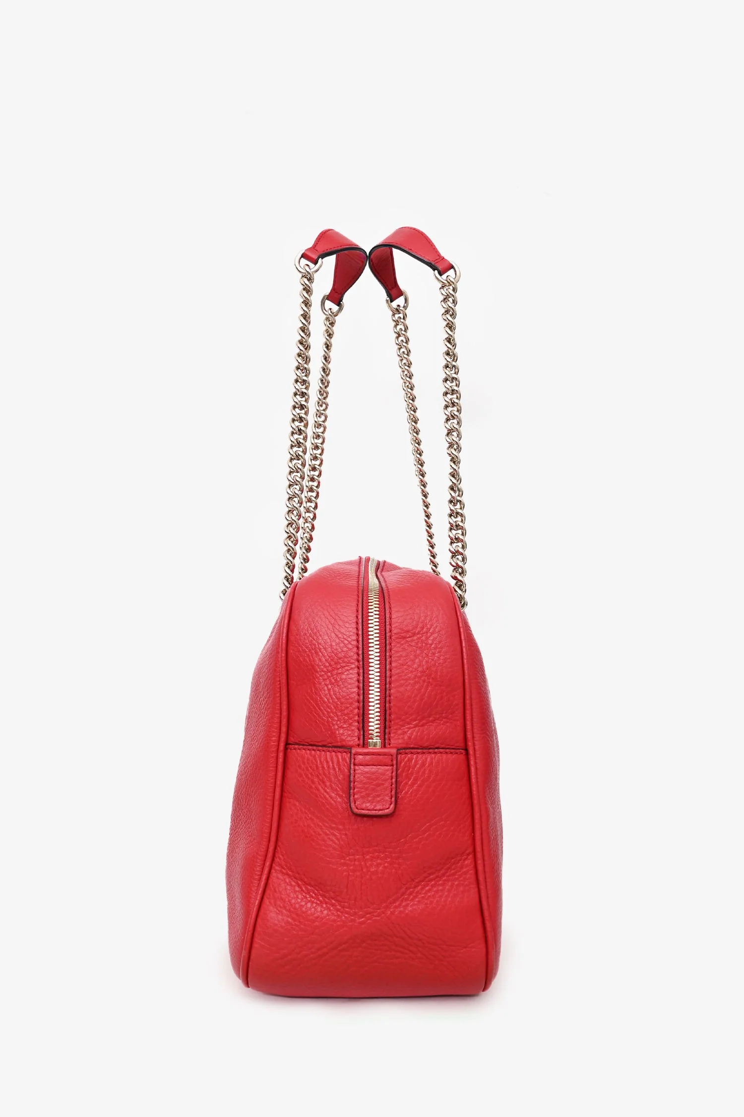 Gucci Red Leather Soho Chain Shoulder Bag - Image 4