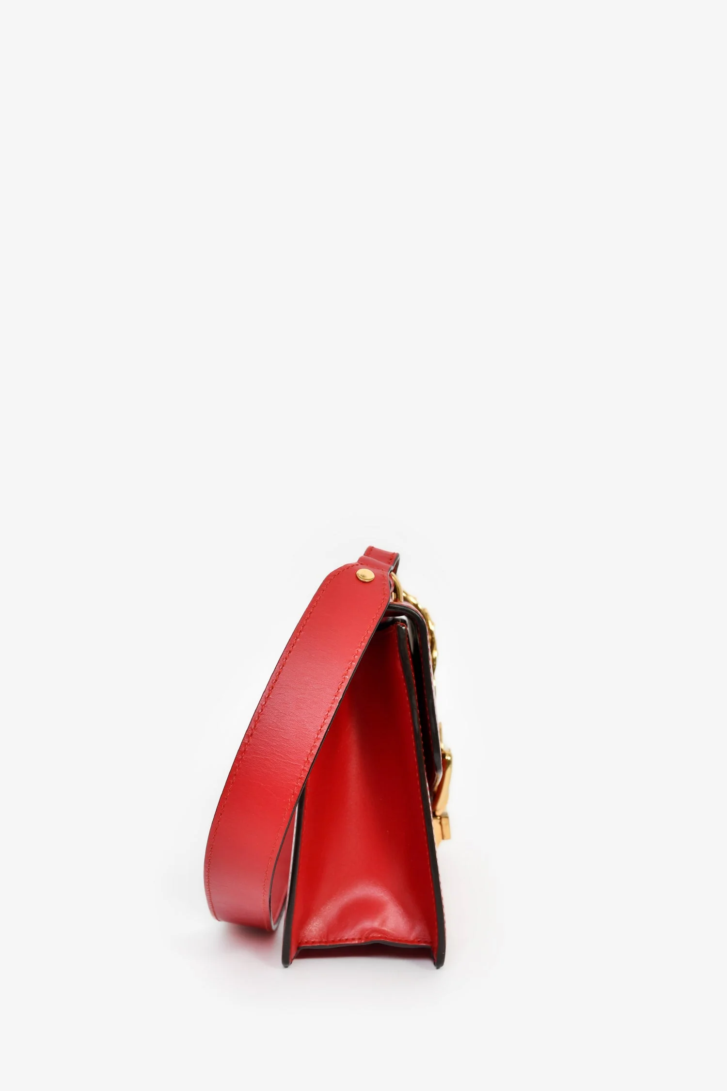 Gucci Red Leather Web Sylvie Small Ribbon Shoulder Bag - Image 3