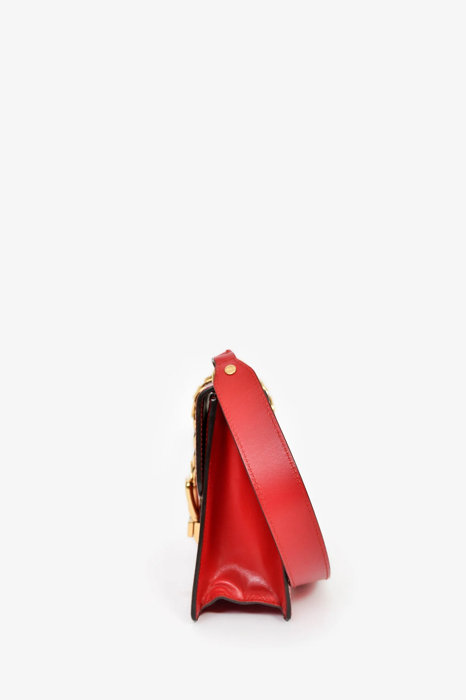 Gucci Red Leather Web Sylvie Small Ribbon Shoulder Bag - Image 4