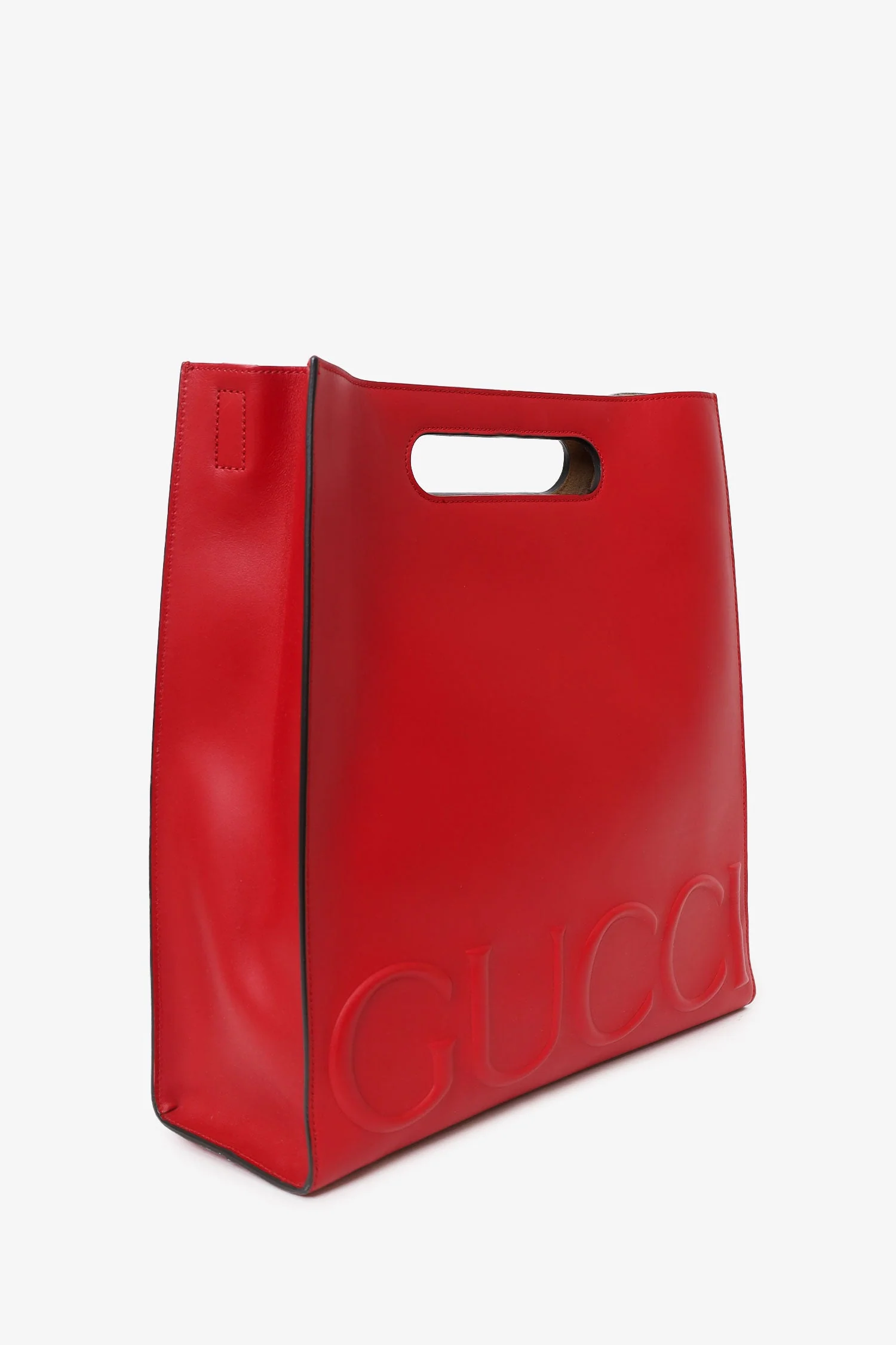 Gucci Red Leather XL Tote Bag with Strap - Image 3