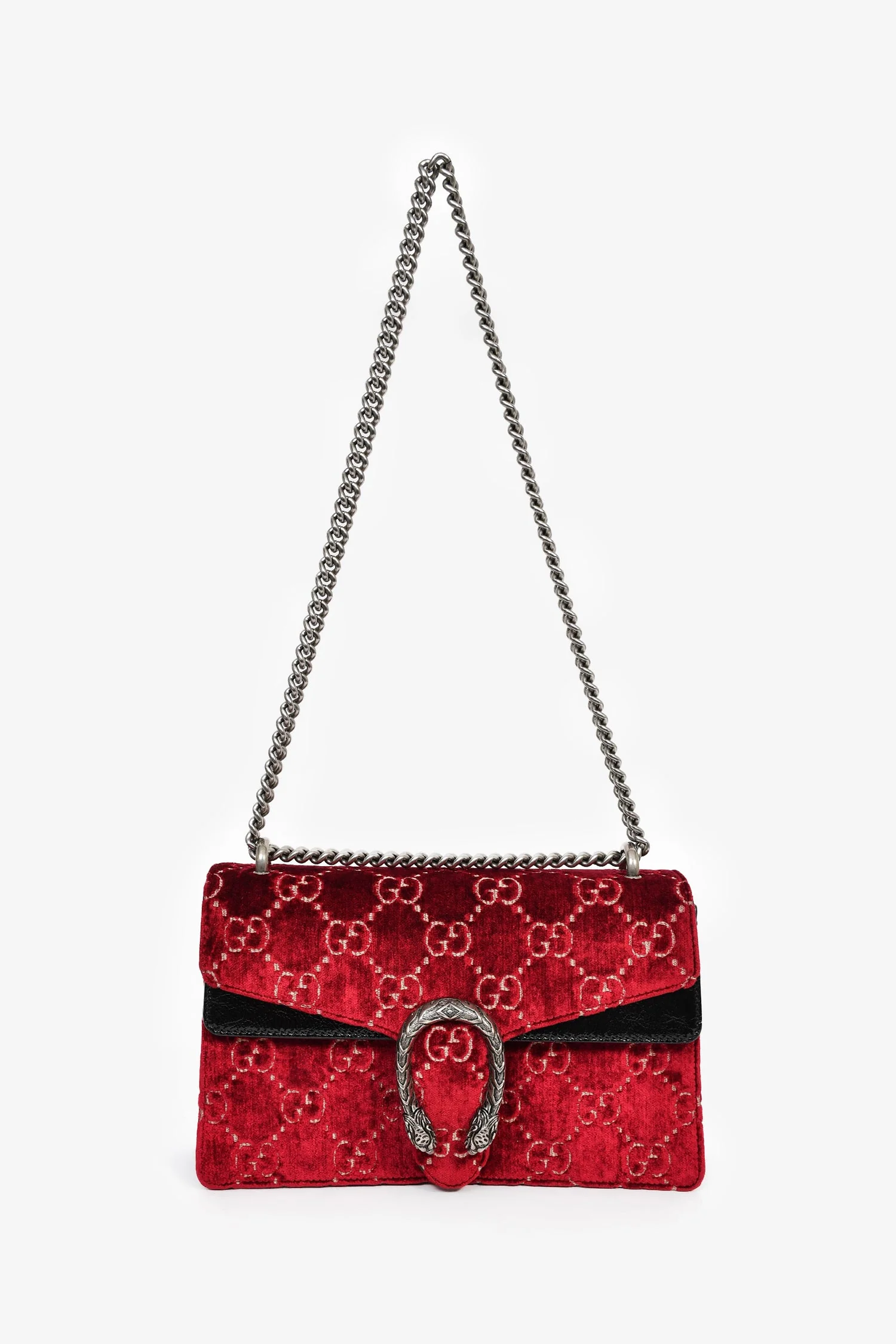 Gucci Red Velvet GG Monogram Medium 'Dionysus' Shoulder Bag - Image 7