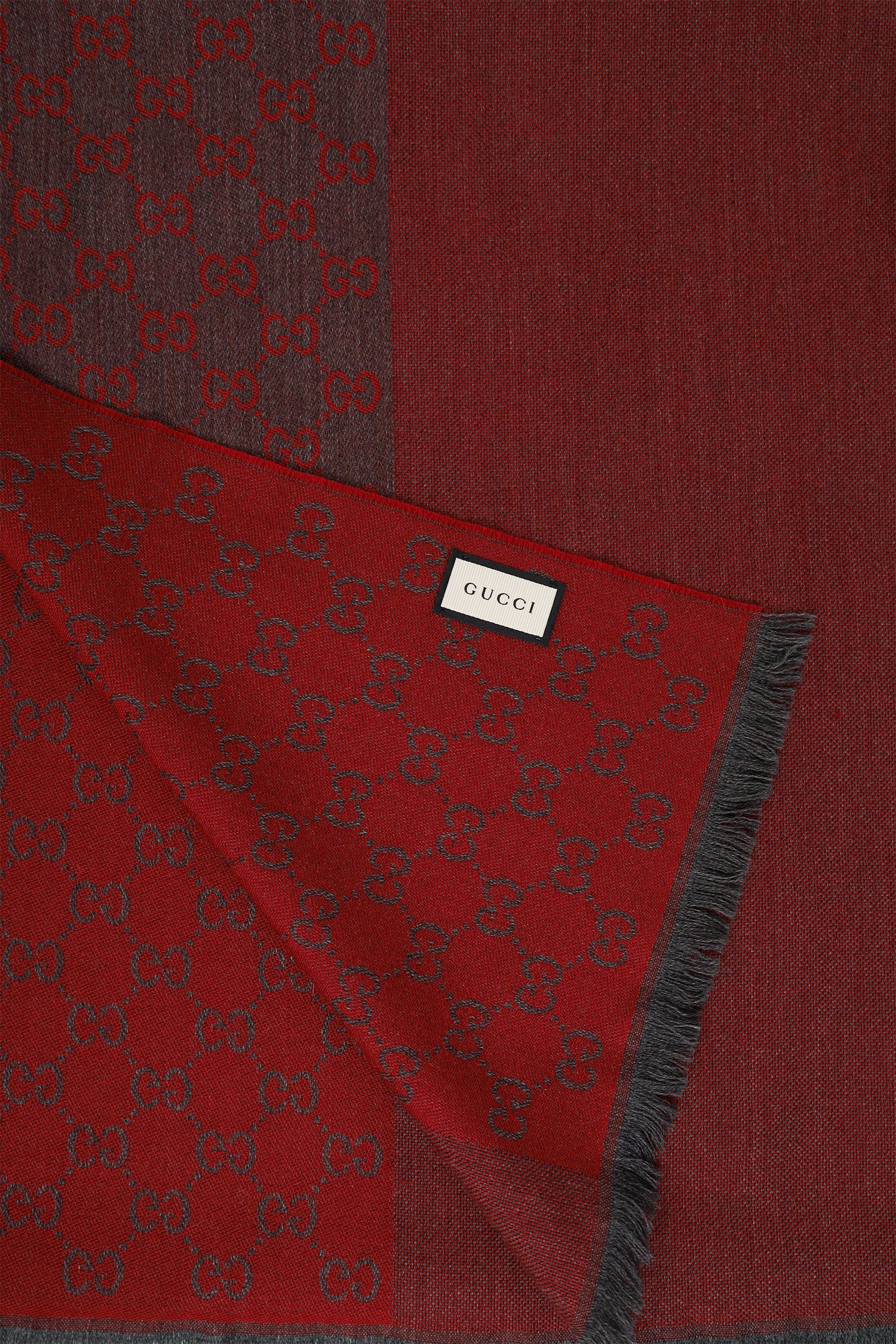 Gucci Red Wool GG Monogram Scarf - Image 2