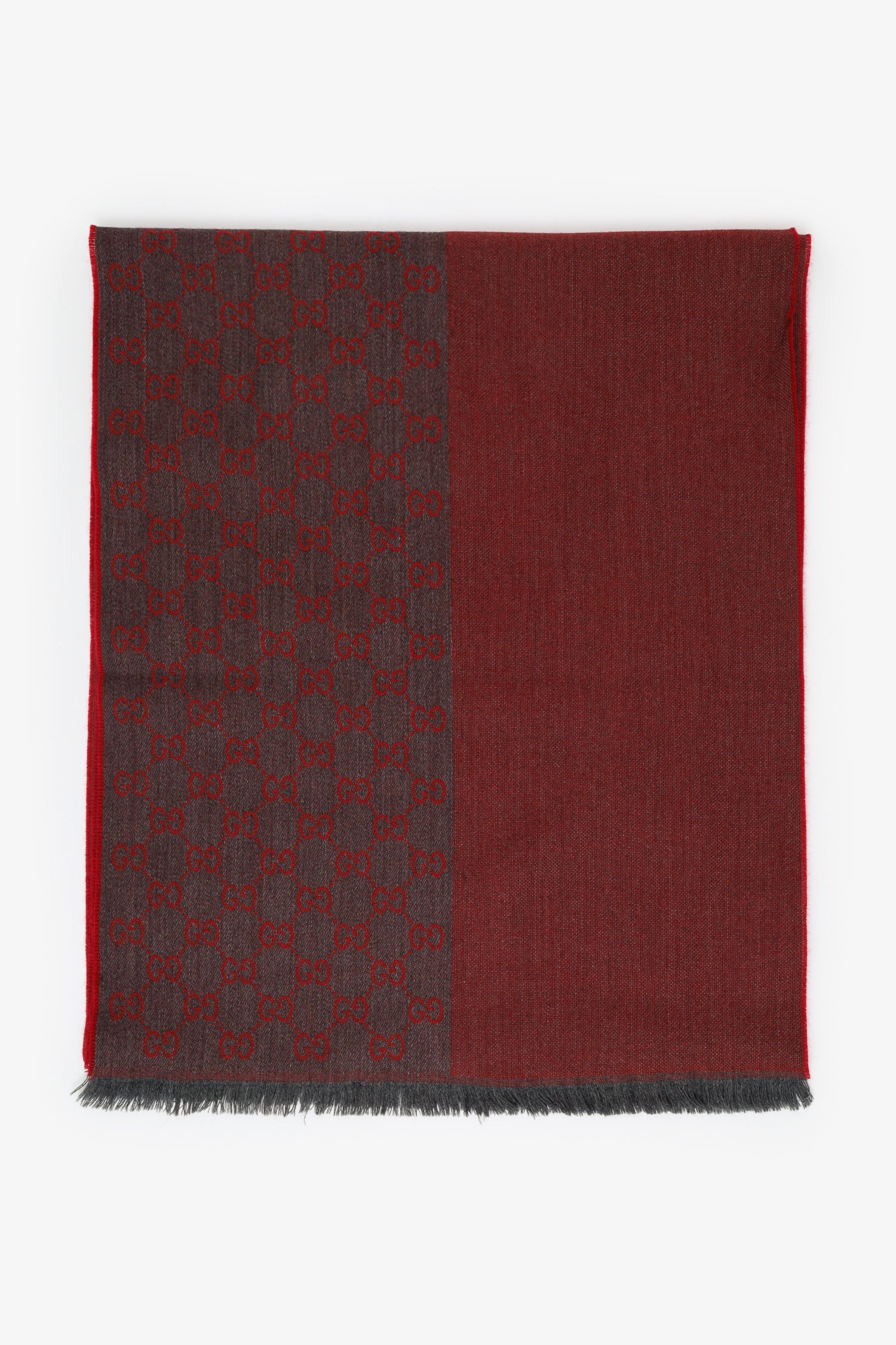 Gucci Red Wool GG Monogram Scarf - Image 3