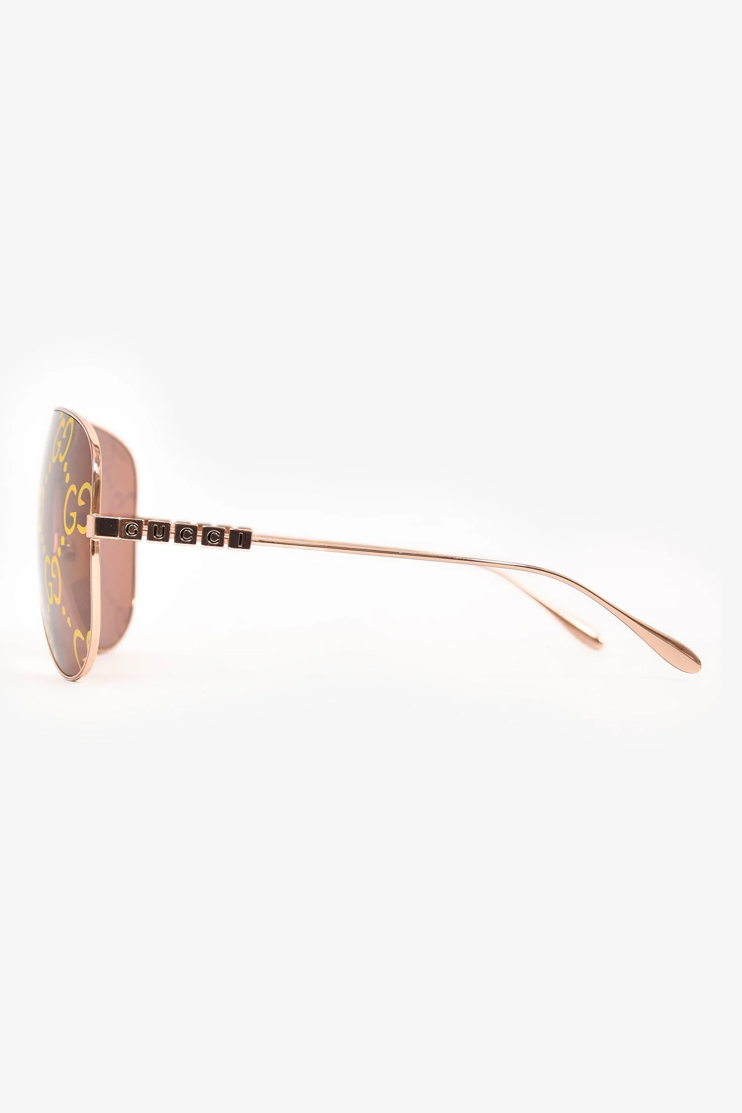 Gucci Rose Gold Monogram Tint Aviator Sunglasses - Image 3