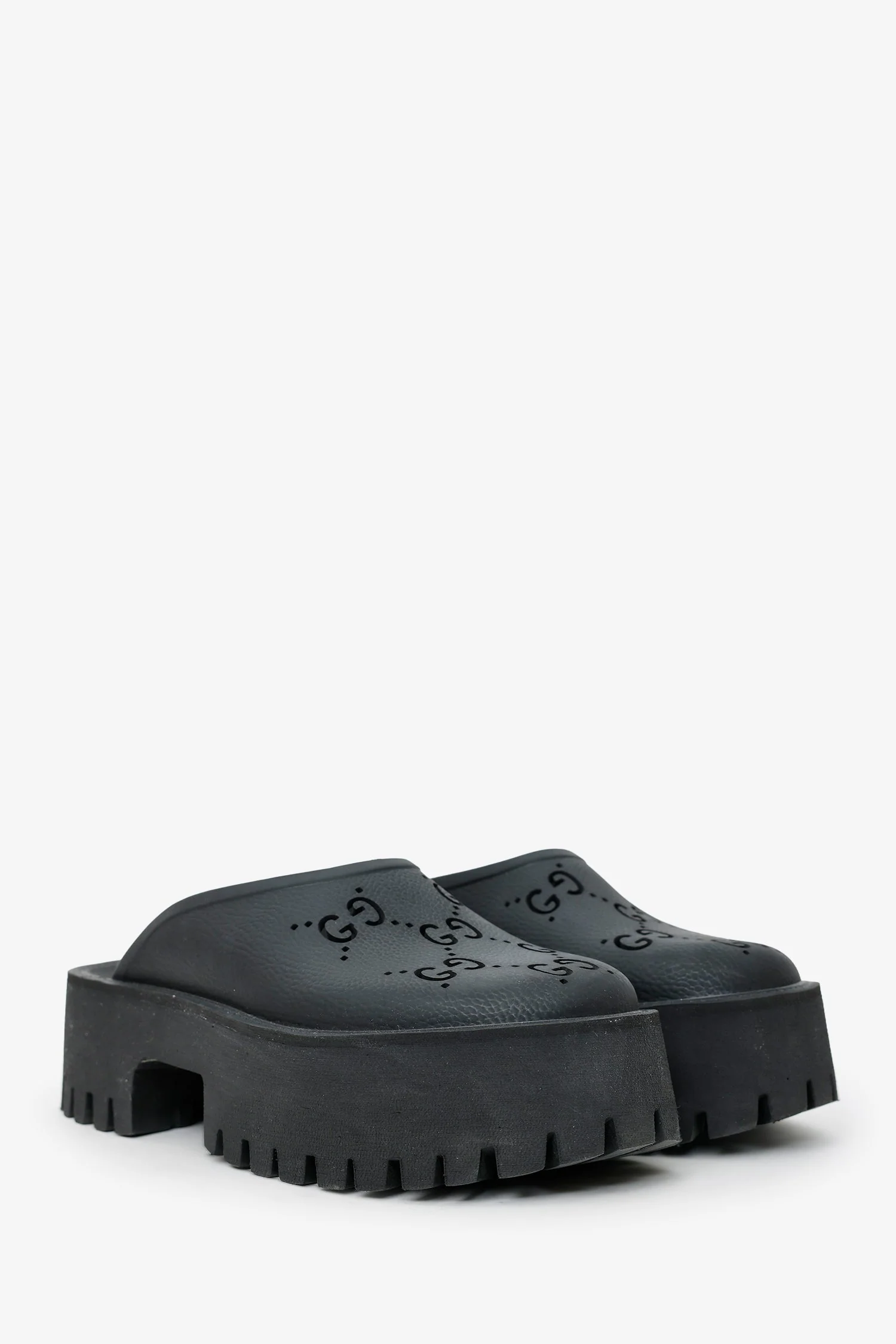 Gucci Rubber GG Monogram Perforated Lug Sole Sandals Size 37 - Image 2