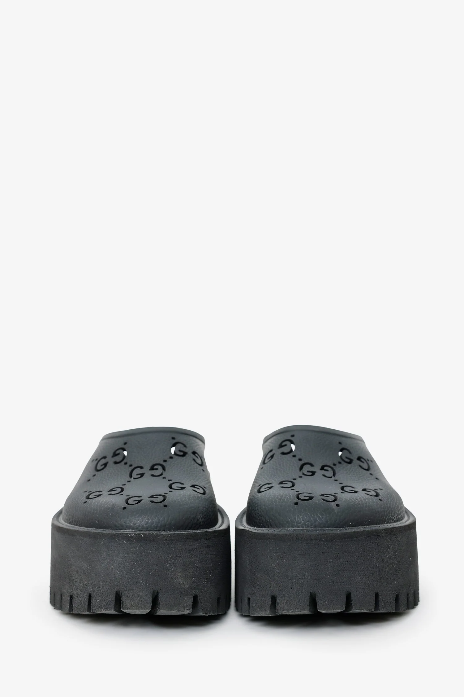 Gucci Rubber GG Monogram Perforated Lug Sole Sandals Size 37 - Image 3
