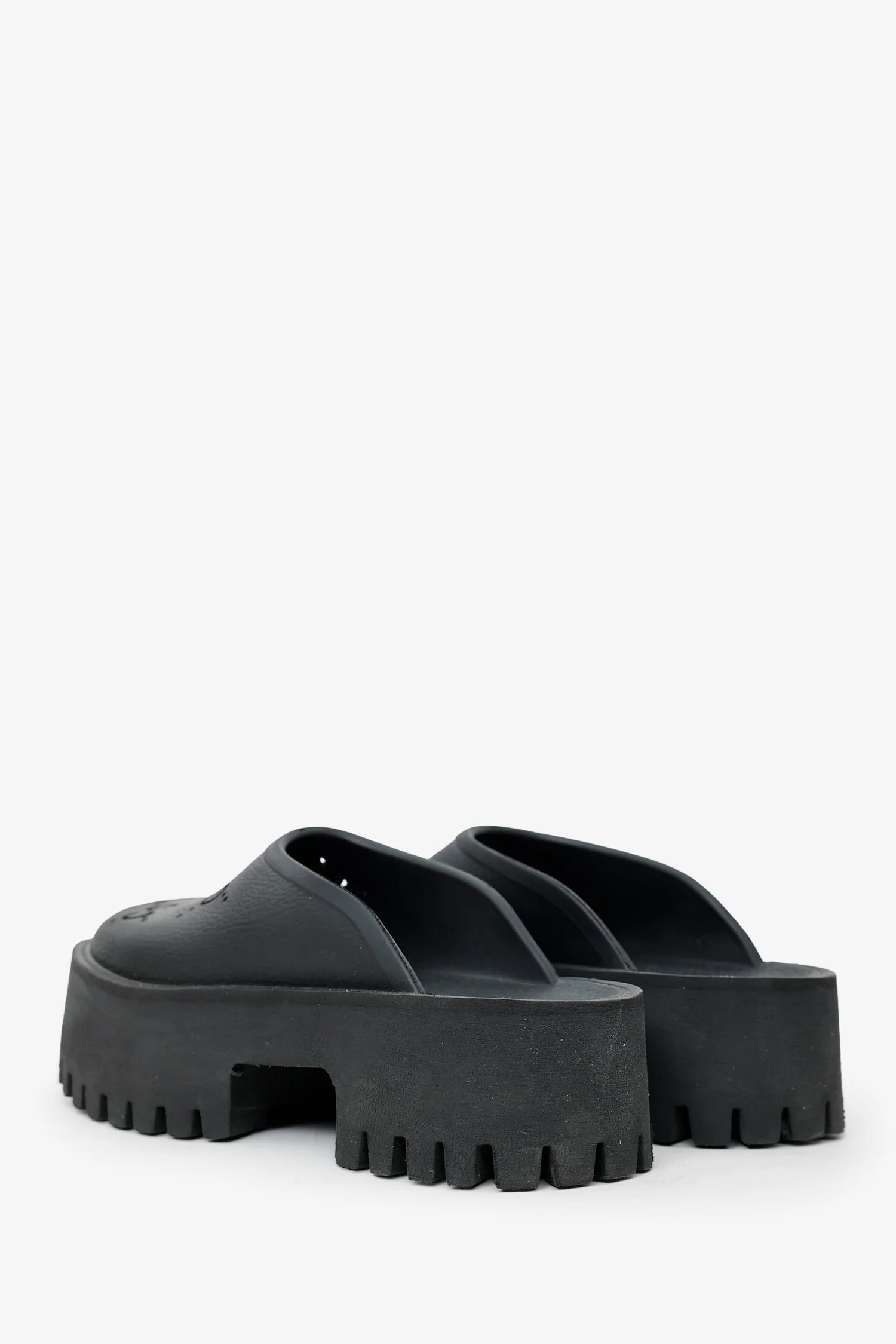Gucci Rubber GG Monogram Perforated Lug Sole Sandals Size 37 - Image 4