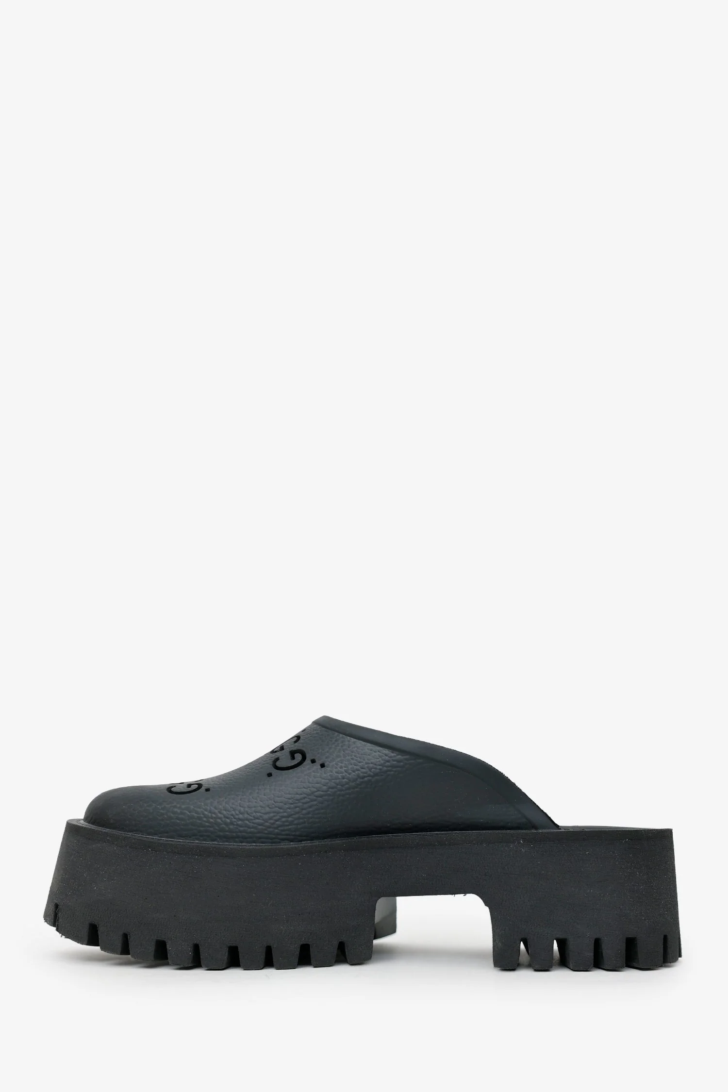 Gucci Rubber GG Monogram Perforated Lug Sole Sandals Size 37 - Image 5