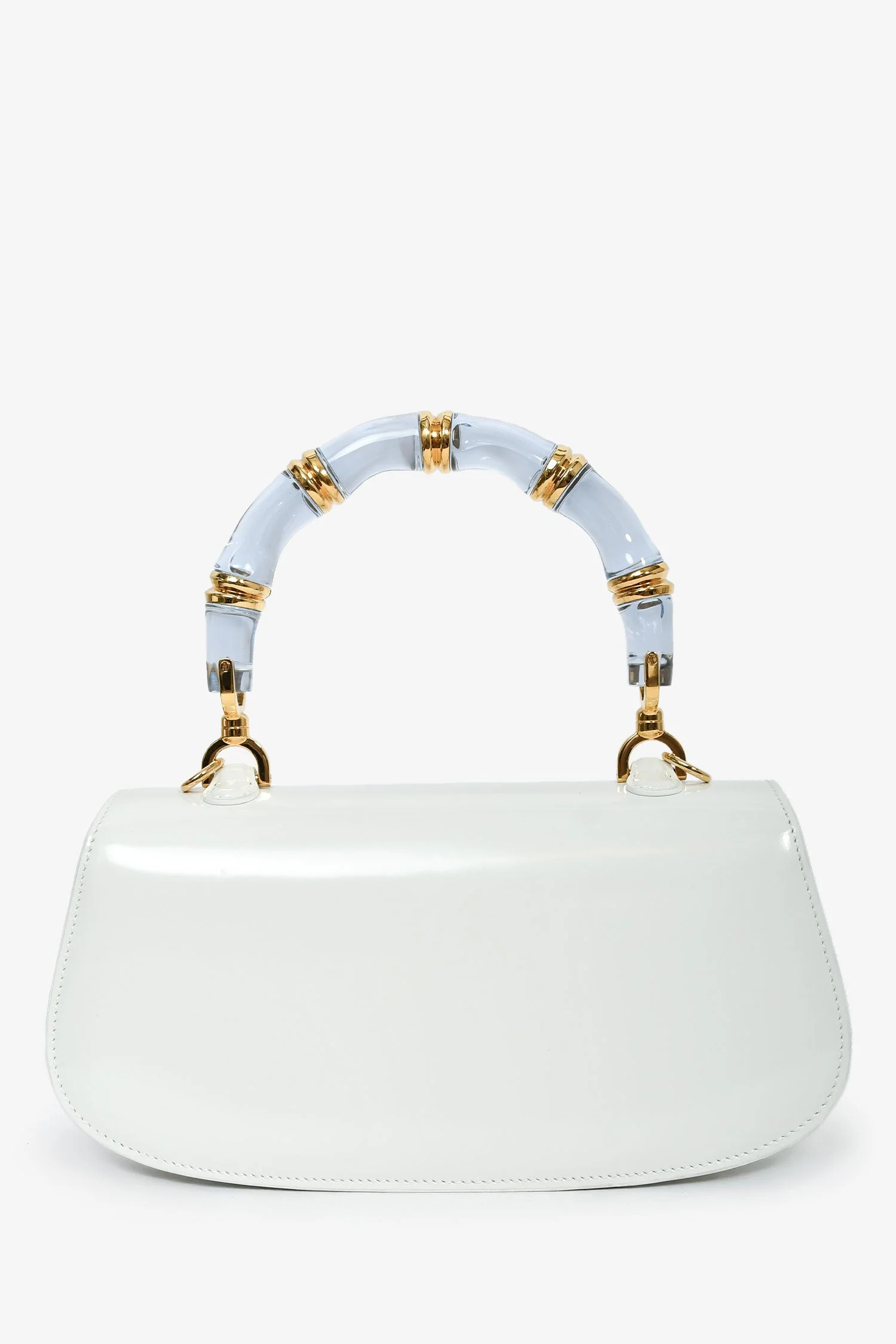 Gucci Runway 2025 White Patent 'Bamboo Diva 1947' Medium Handbag - Image 2