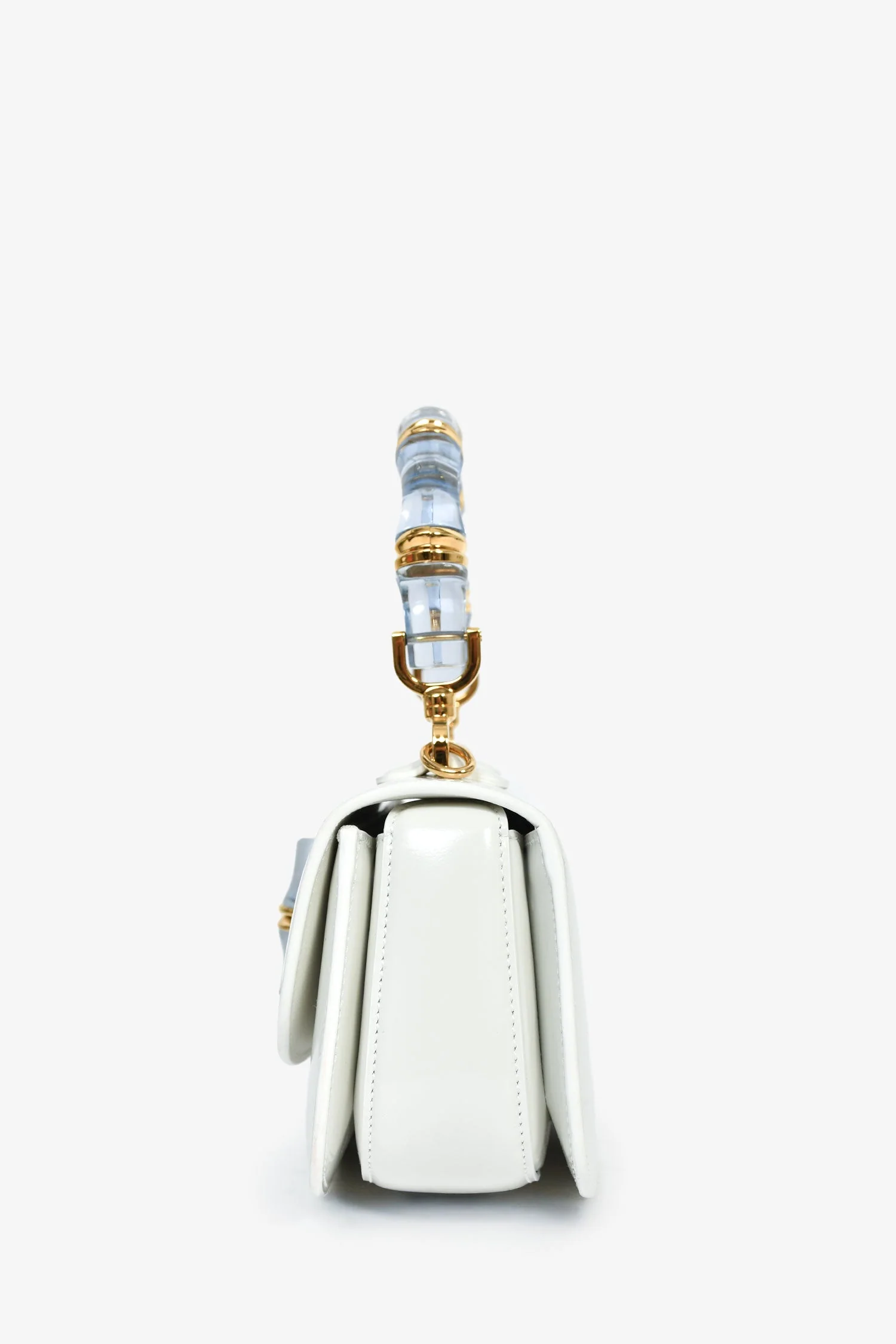 Gucci Runway 2025 White Patent 'Bamboo Diva 1947' Medium Handbag - Image 4