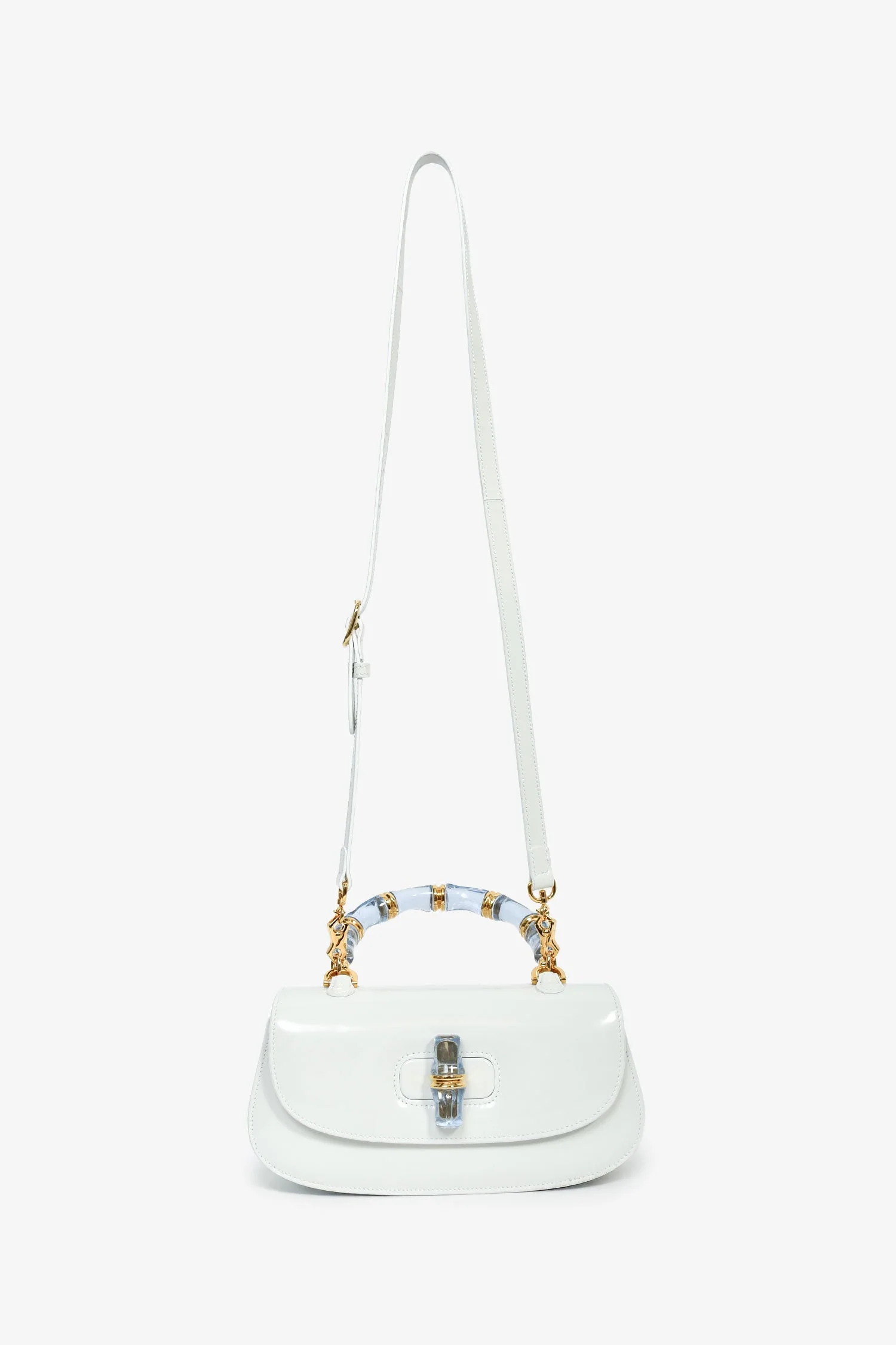 Gucci Runway 2025 White Patent 'Bamboo Diva 1947' Medium Handbag - Image 7