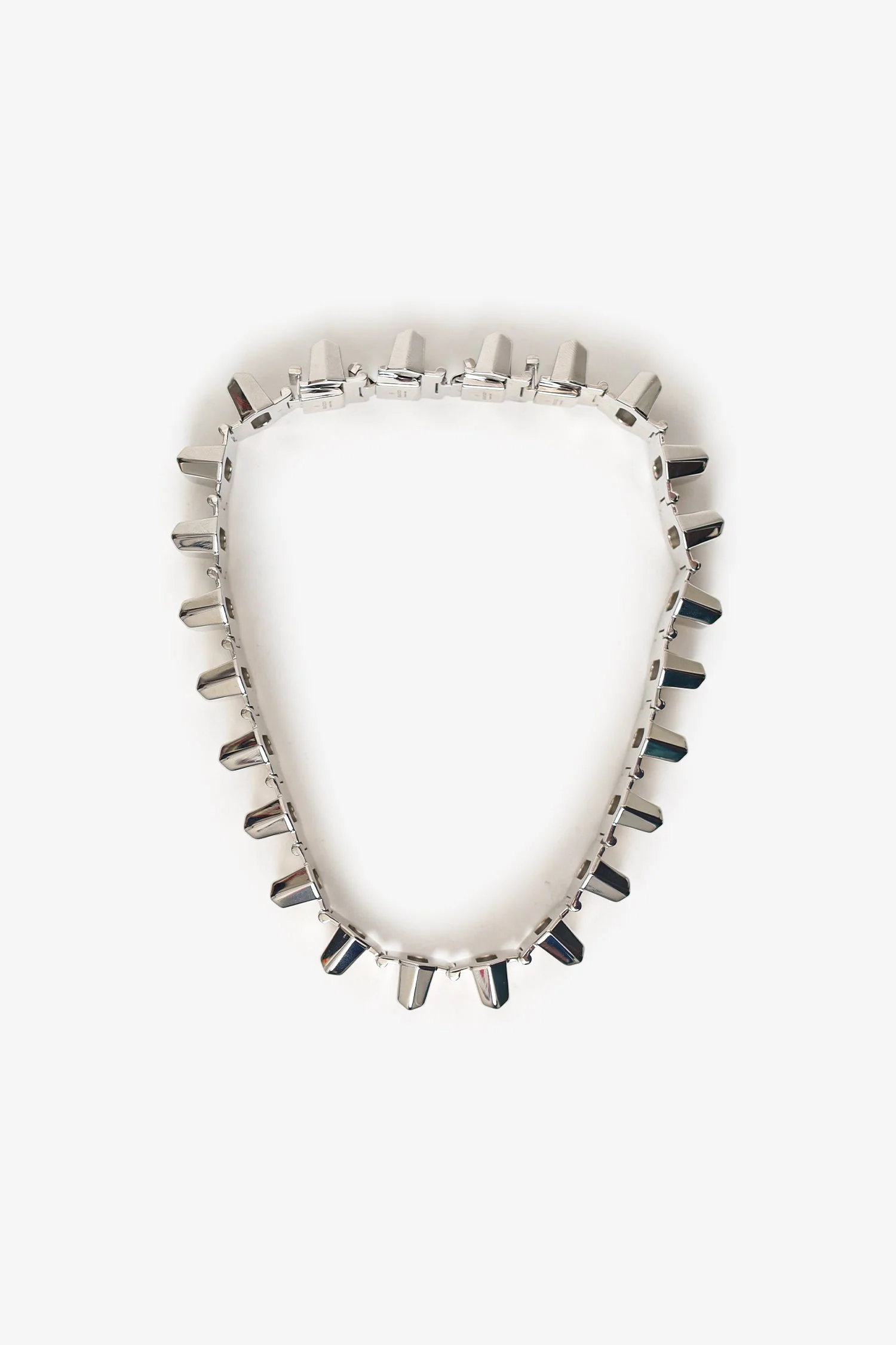 Gucci Silver Tone Spike Choker Necklace - Image 4