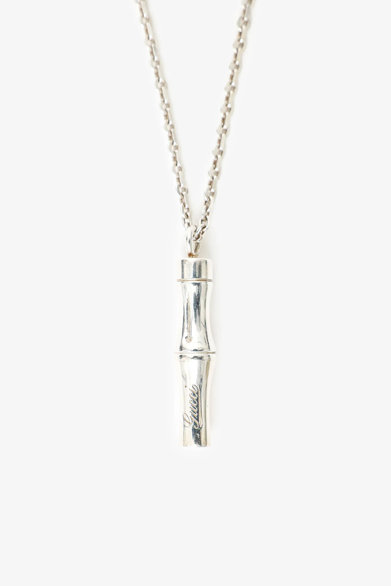 Gucci Sterling Silver Bamboo Pendant Necklace - Image 2