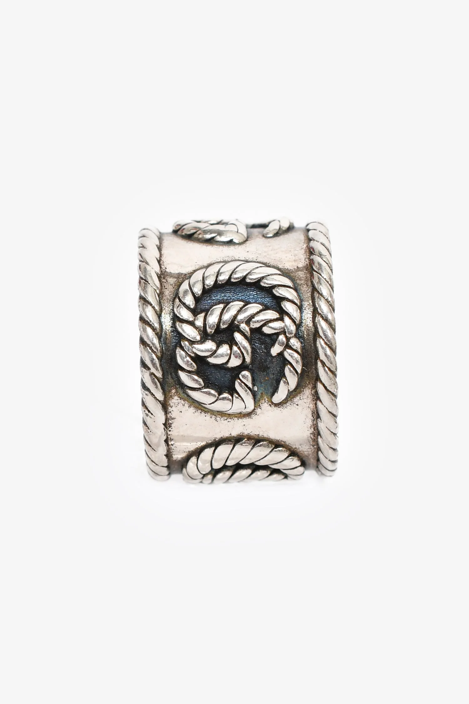 Gucci Sterling Silver Double G Rope Wide Ring Size 10 - Image 2