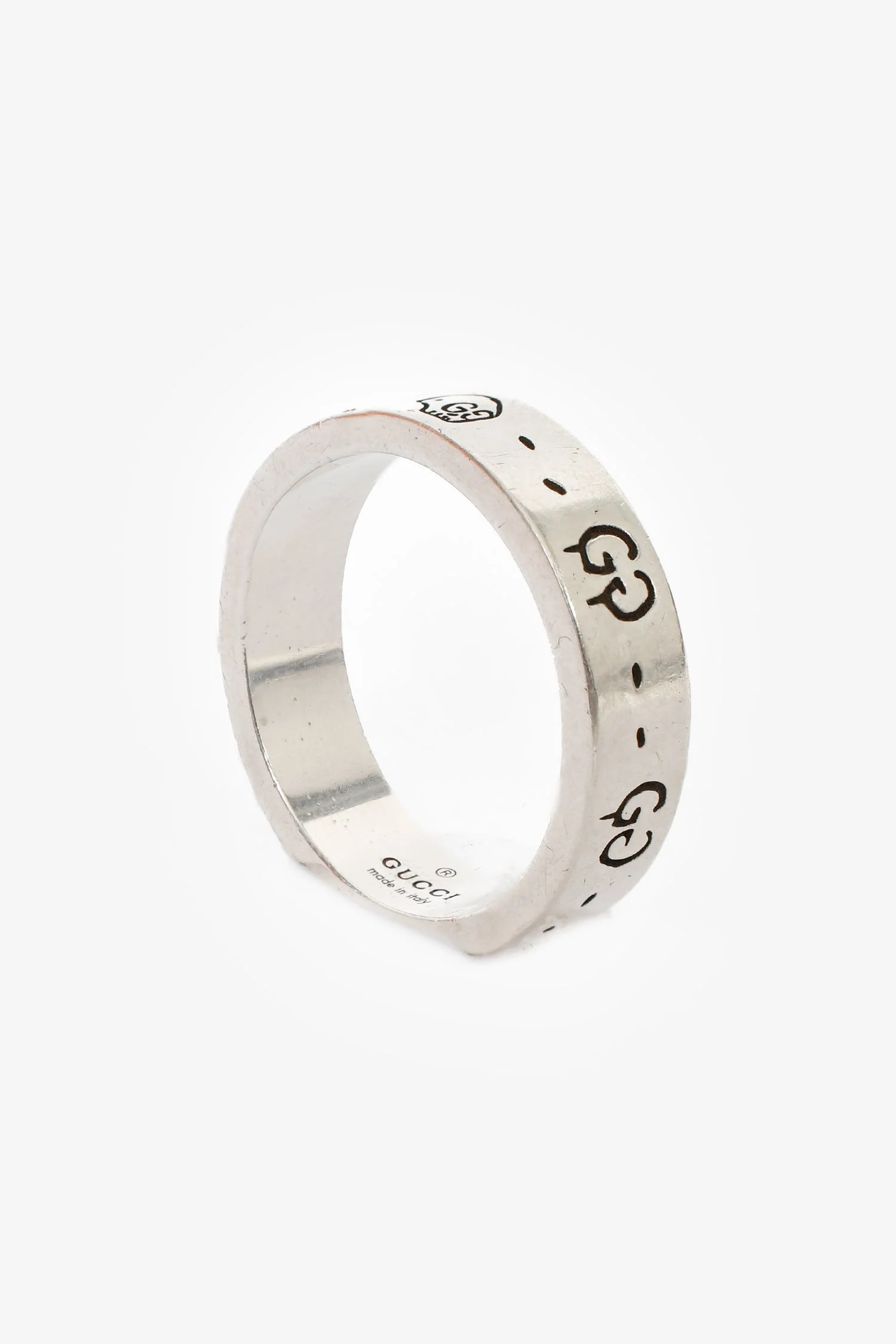 Gucci Sterling Silver GG Band Ring Size 11