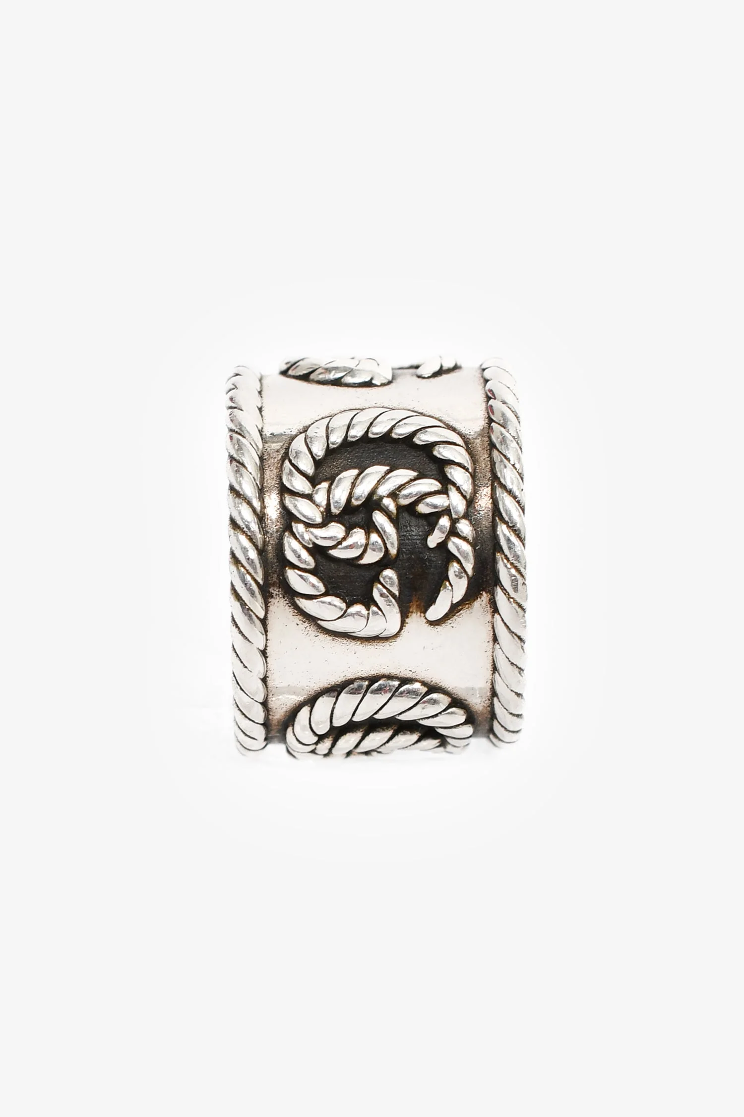 Gucci Sterling Silver GG Marmont Wide Ring Size 10 - Image 2