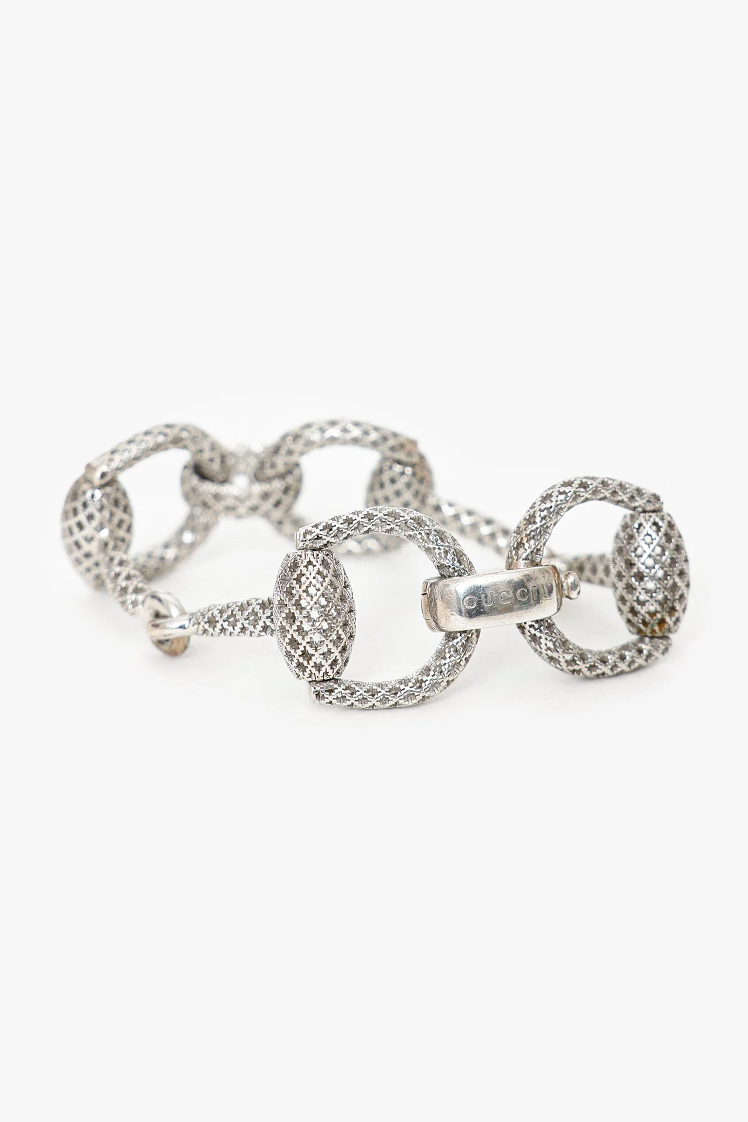 Gucci Sterling Silver Horsebit Diamantissima Bracelet - Image 2