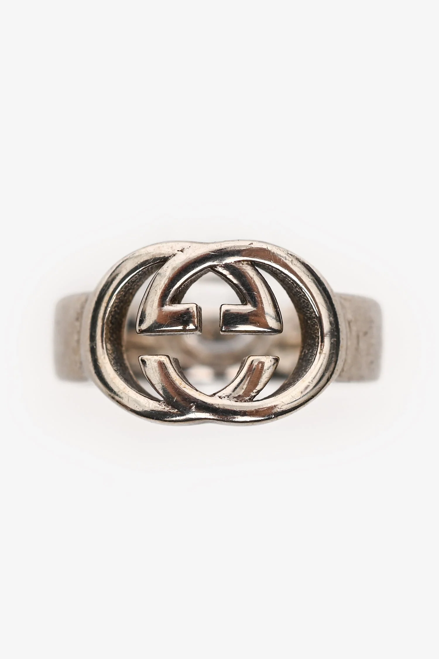 Gucci Sterling Silver Interlocking GG Ring Size 5 - Image 3