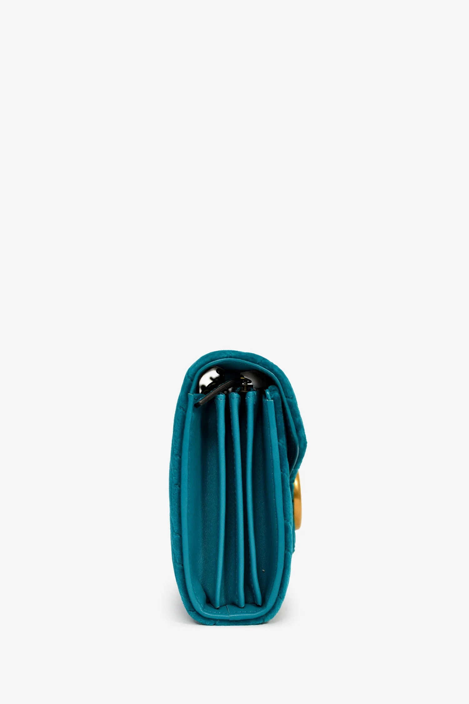Gucci Teal Blue Velvet GG Matelasse Marmont Wallet on Chain - Image 3