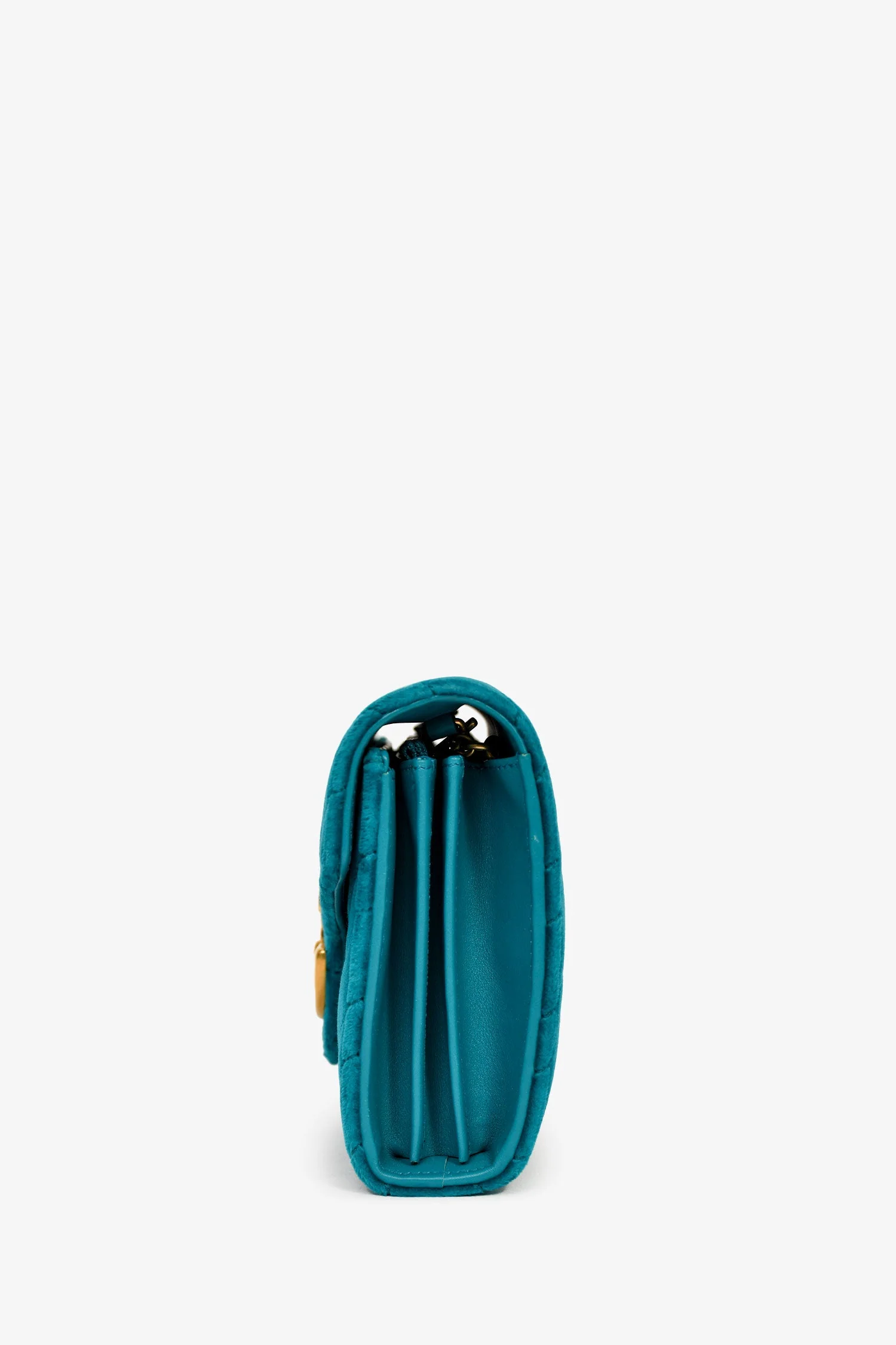 Gucci Teal Blue Velvet GG Matelasse Marmont Wallet on Chain - Image 4