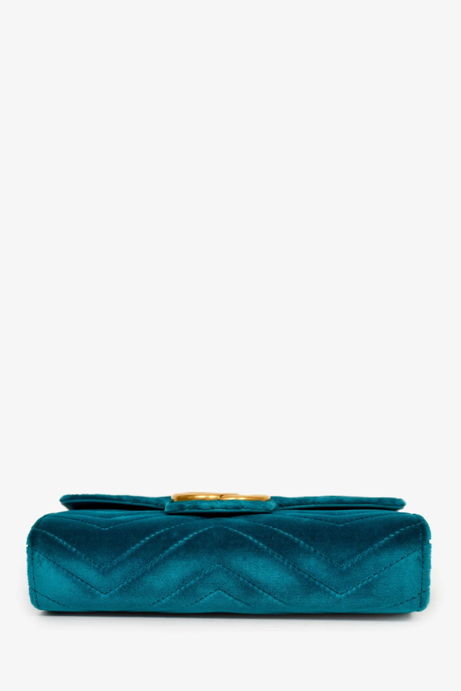 Gucci Teal Blue Velvet GG Matelasse Marmont Wallet on Chain - Image 5