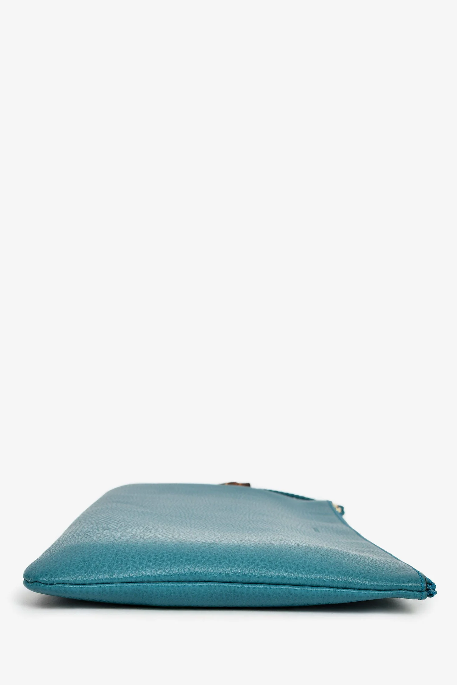 Gucci Turquoise Pebbled Leather Bamboo Tassel Clutch - Image 3