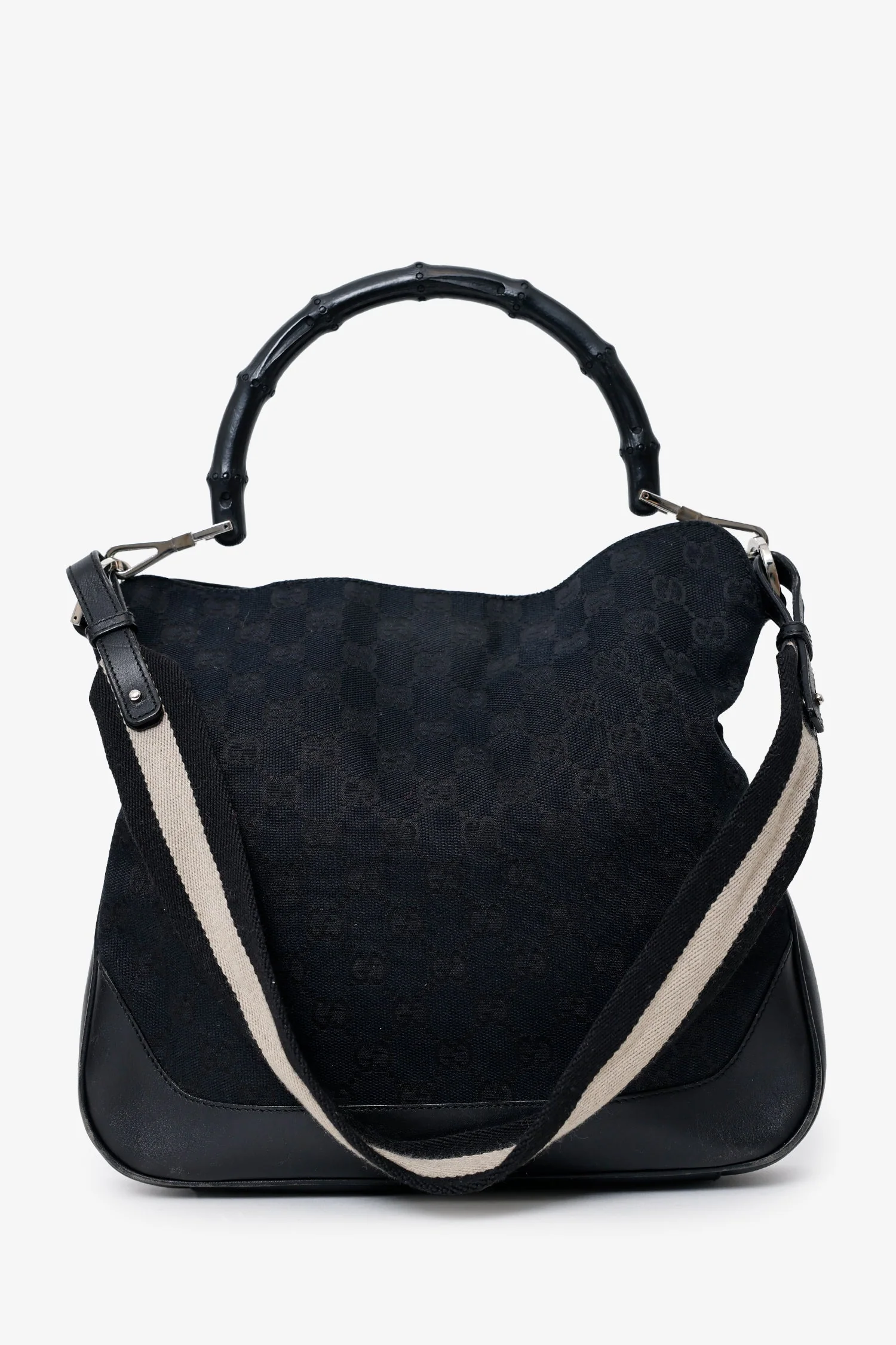 Gucci Vintage Black 'Jacquard' Monogram Bag with Shoulder Strap - Image 3