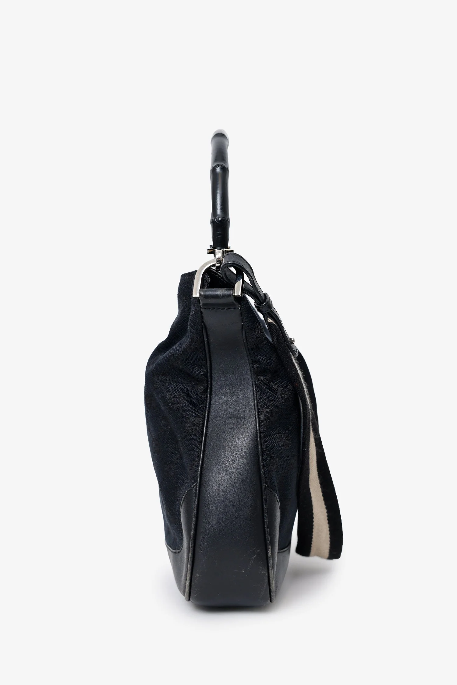 Gucci Vintage Black 'Jacquard' Monogram Bag with Shoulder Strap - Image 4