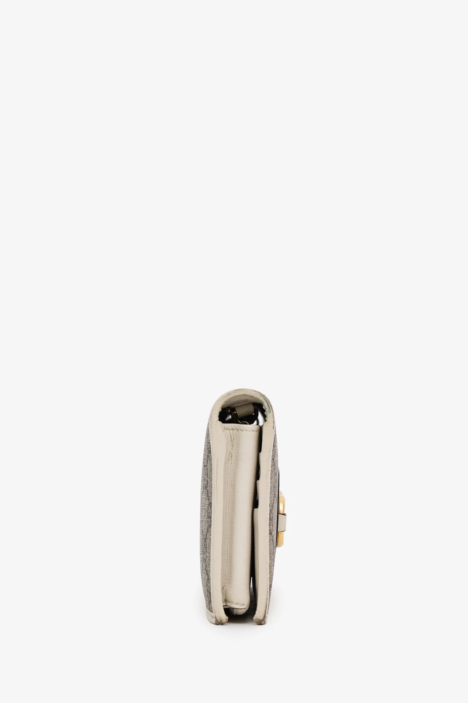 Gucci White Canvas/Leather Horsebit 1955 Wallet On Chain - Image 4
