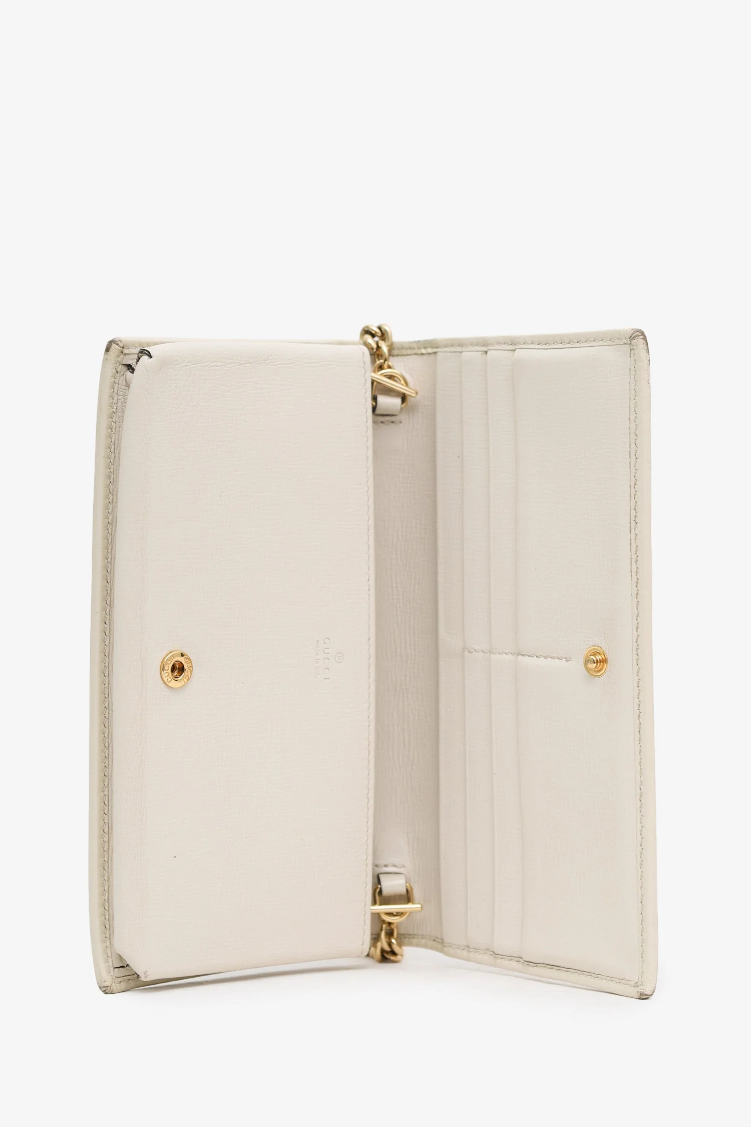 Gucci White Canvas/Leather Horsebit 1955 Wallet On Chain - Image 6