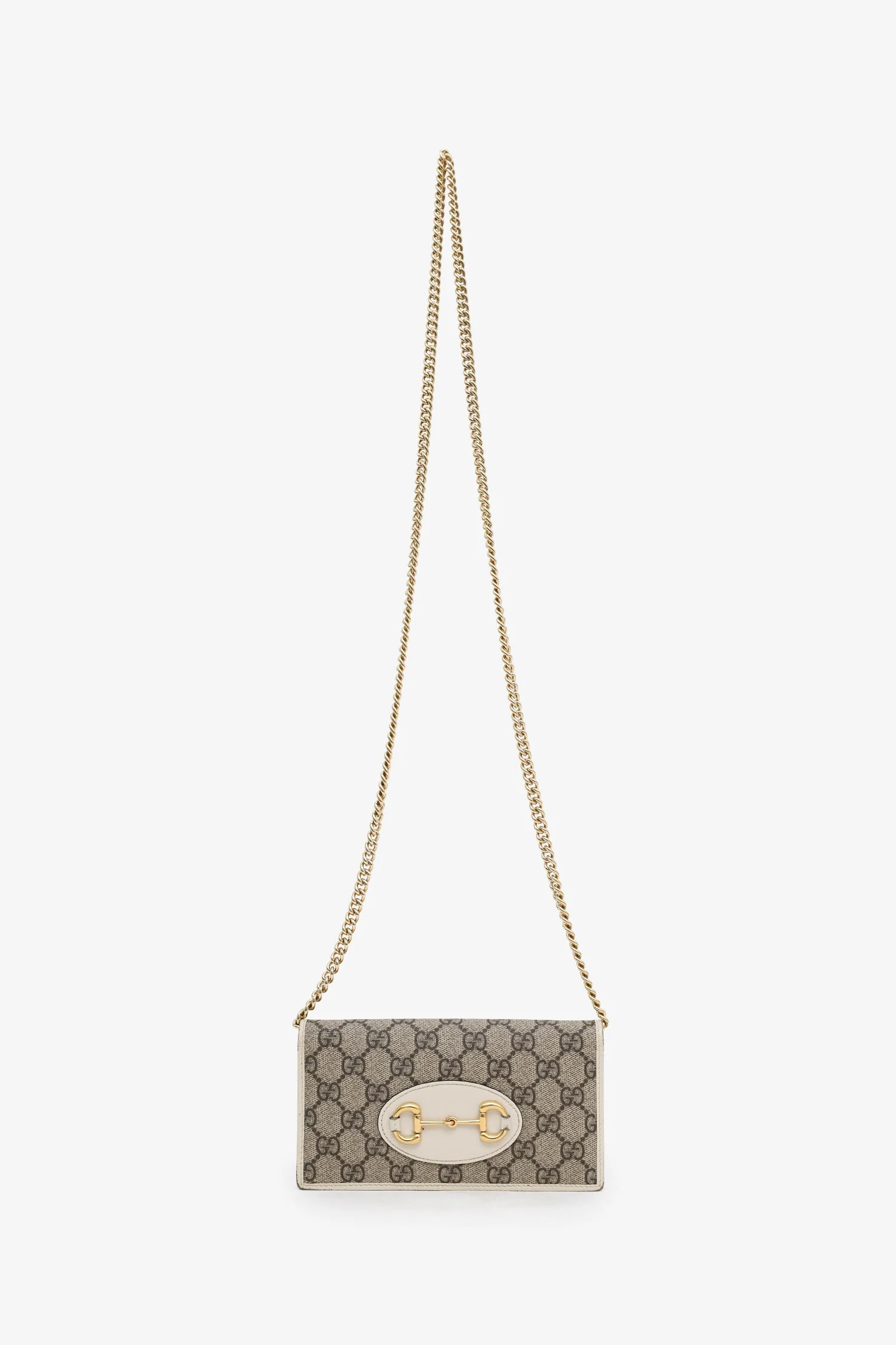 Gucci White Canvas/Leather Horsebit 1955 Wallet On Chain - Image 7